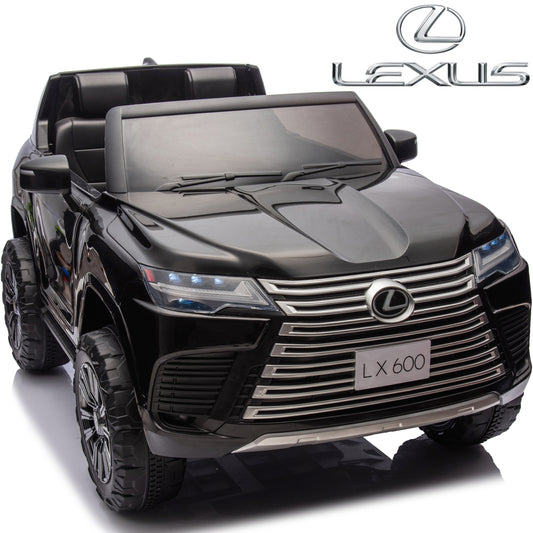 24V 2 Seater Electric Ride on Car, Licensed LEXUS LX600 Battery Powered Kids Electric Cars, Ride on Toys for Kids 4-7 with Remote Control, Bluetooth Music, 4 Wheel Suspension, LED Lights, Black