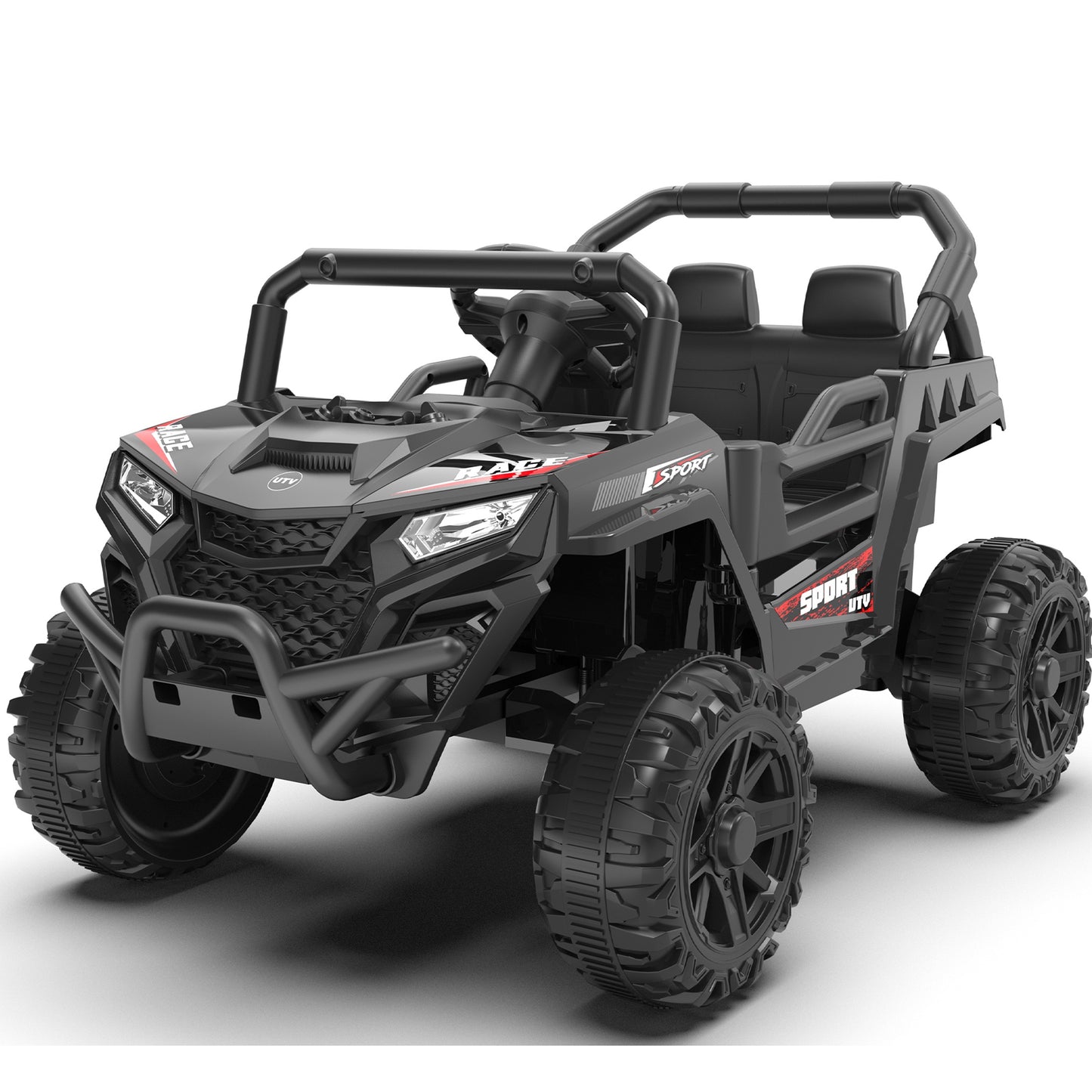 iRerts 12V Ride on Car UTV with Remote Control, Powered Ride on Toys for Kids Boys Girls Ages 3-5, Electric Car for Kids with Bluetooth, Music, MP3 Ports, LED Lights, Horn, Black