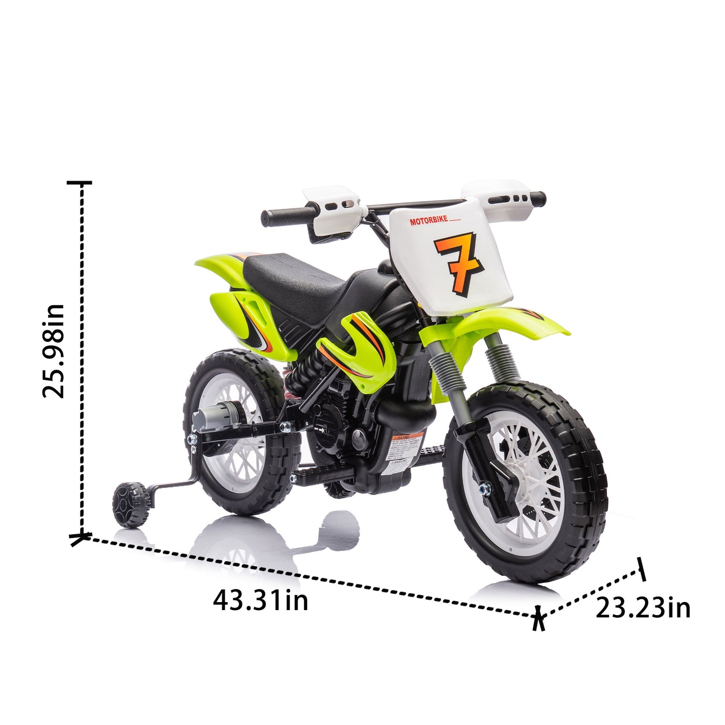 iRerts 12V Electric Dirt Bike with Twist Grip Throttle, Powered Ride on Motorcycle with 2 Training Wheels, Rear suspension, Ride on Toys Kids Motorcycle for Boys Girls Gifts Ages 3-8, Green