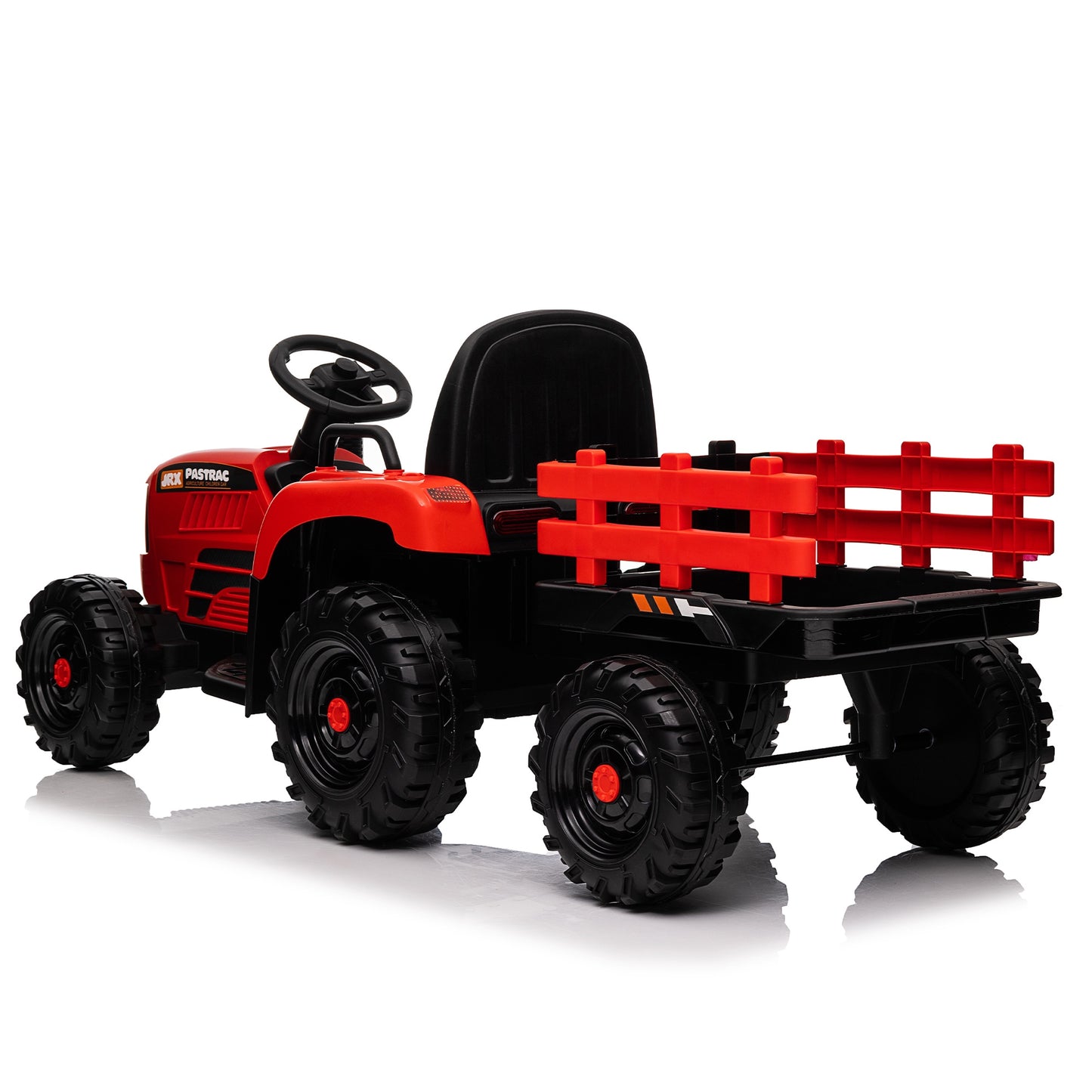 iRerts 24V Ride on Toy Tractor with Trailer, Powered Ride on Car with Remote Control, Electric Cars for Kids Toddlers 3-6 Years Old with 3 Speeds, Bluetooth, Music, USB/MP3 Ports, LED Light, Red