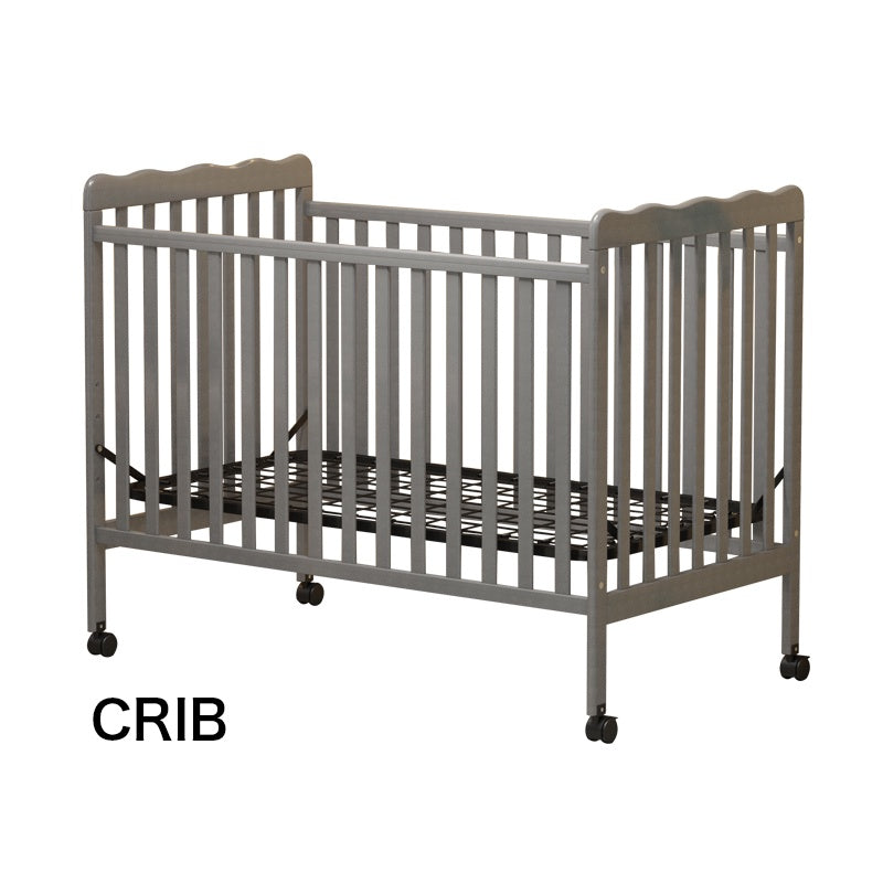 iRerts 3 In 1 Convertible Baby Crib, Wood Converts from Baby Crib to Toddler Bed and Daybed, Baby Bed with Locking Wheels, 4 Adjustable Mattress Heights, Non-Toxic Finish, Stone Gray