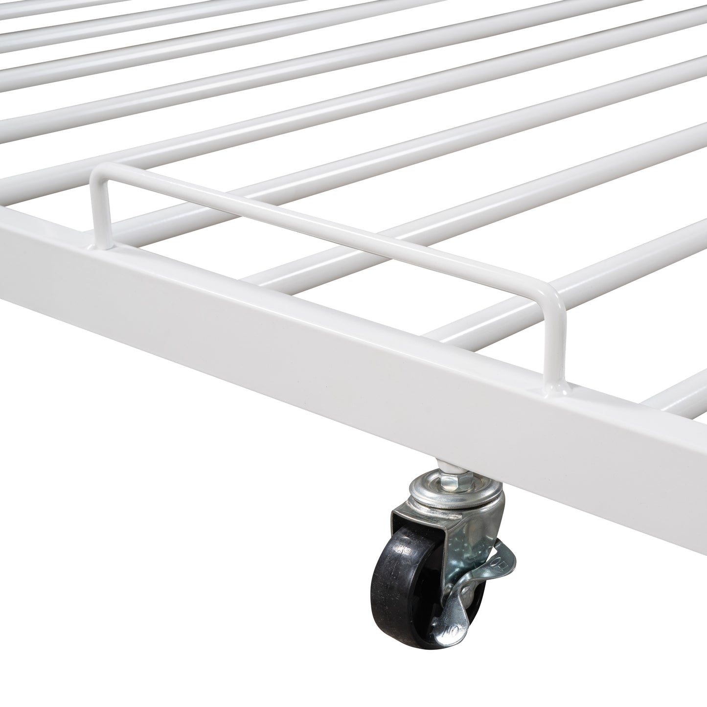 Full Size Metal Platform Bed Frame with Twin Size Trundle, Full Size Bed Frame with Storage Headboard, Outlet/USB Ports, Steel Slat Support, Full Bed Frame No Box Spring Needed for Bedroom, White