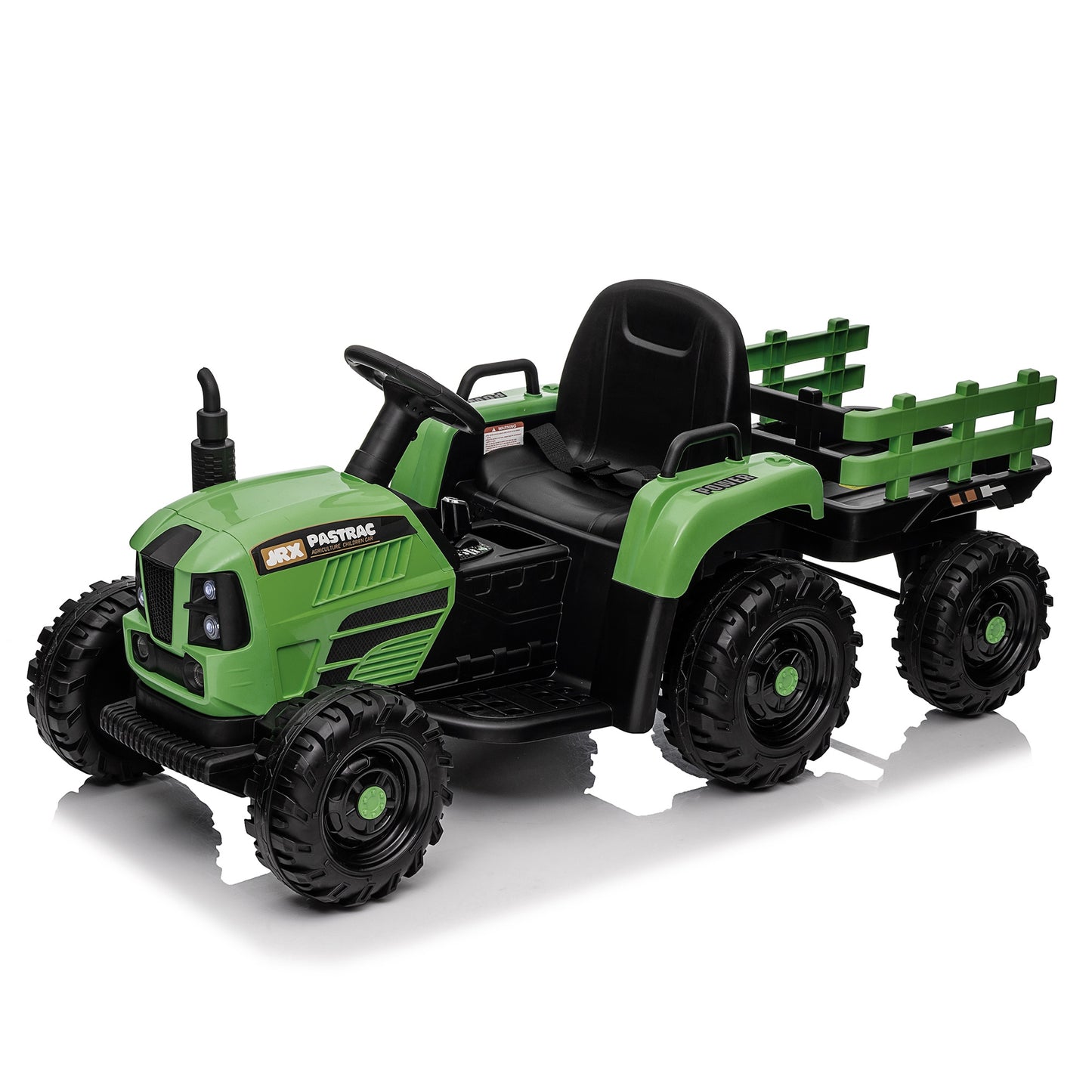 iRerts 24V Ride on Toy Tractor with Trailer, Powered Ride on Car with Remote Control, Electric Cars for Kids Toddlers 3-6 Years Old with 3 Speeds, Bluetooth, Music, USB/MP3 Ports, LED Light, Emerald