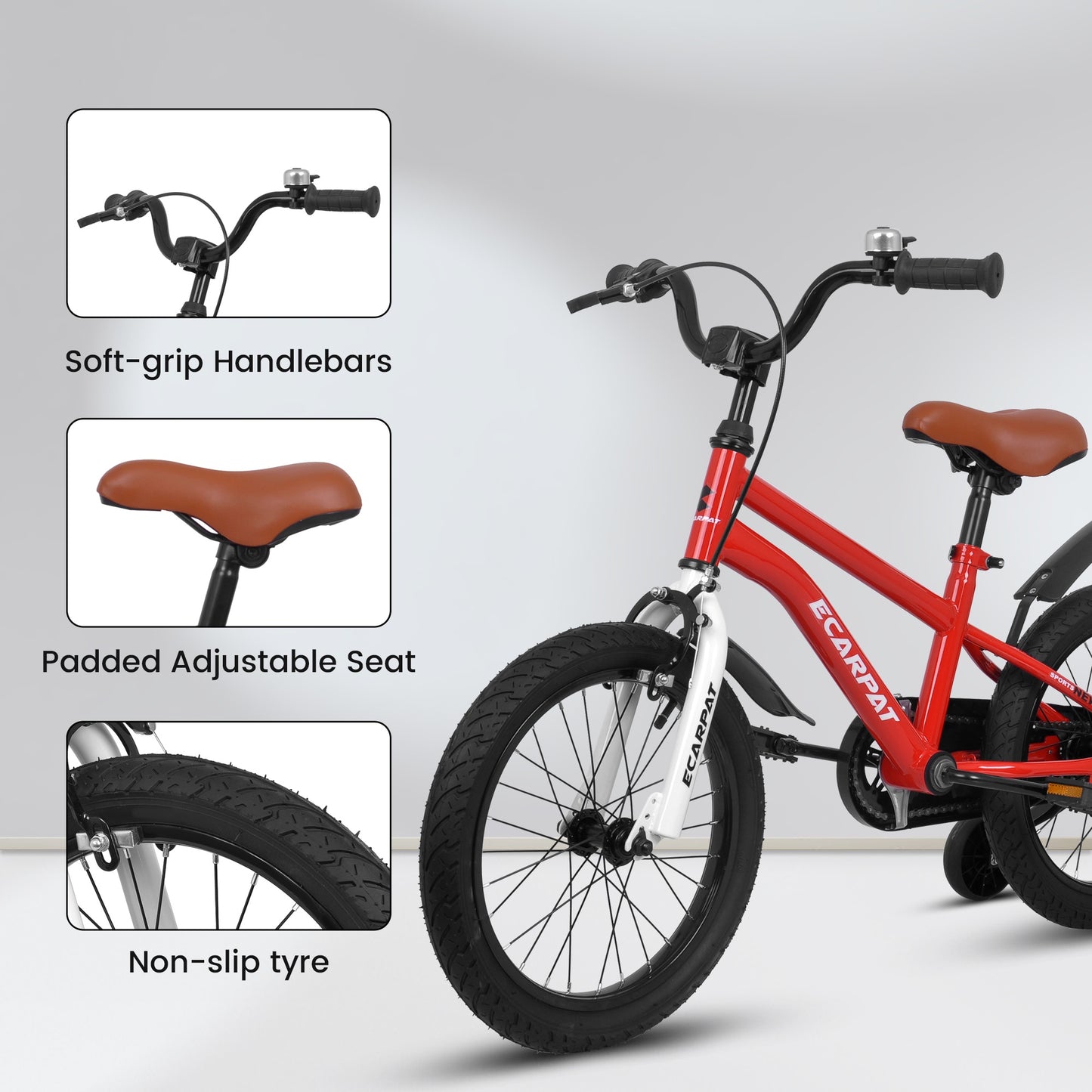 iRerts Kids Bicycles 14 Inch, Freestyle Kids Bike Sport Bicycle for Boys Girls 3-6 Years Old, Girls Boys Bicycles with Training Wheels, Fender, Red