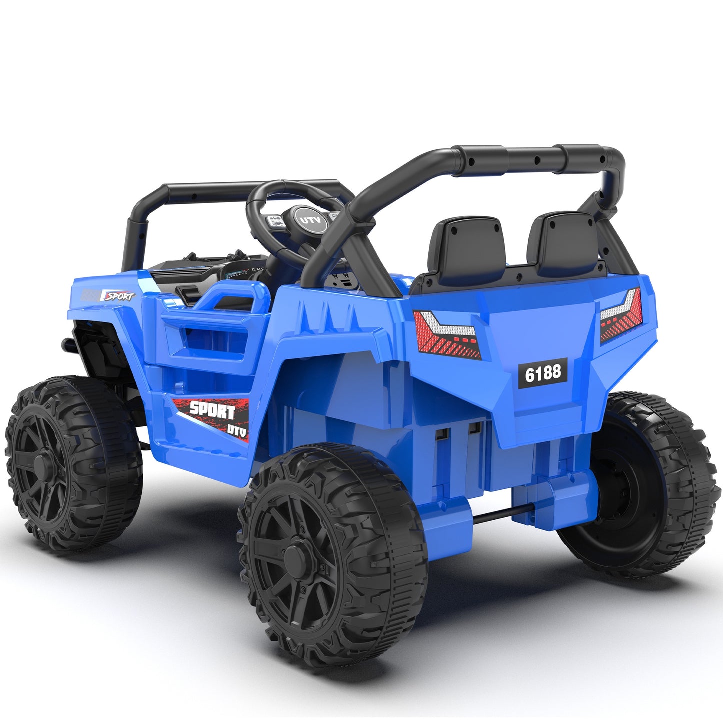 iRerts 12V Ride on Car UTV with Remote Control, Powered Ride on Toys for Kids Boys Girls Ages 3-5, Electric Car for Kids with Bluetooth, Music, MP3 Ports, LED Lights, Horn, Blue