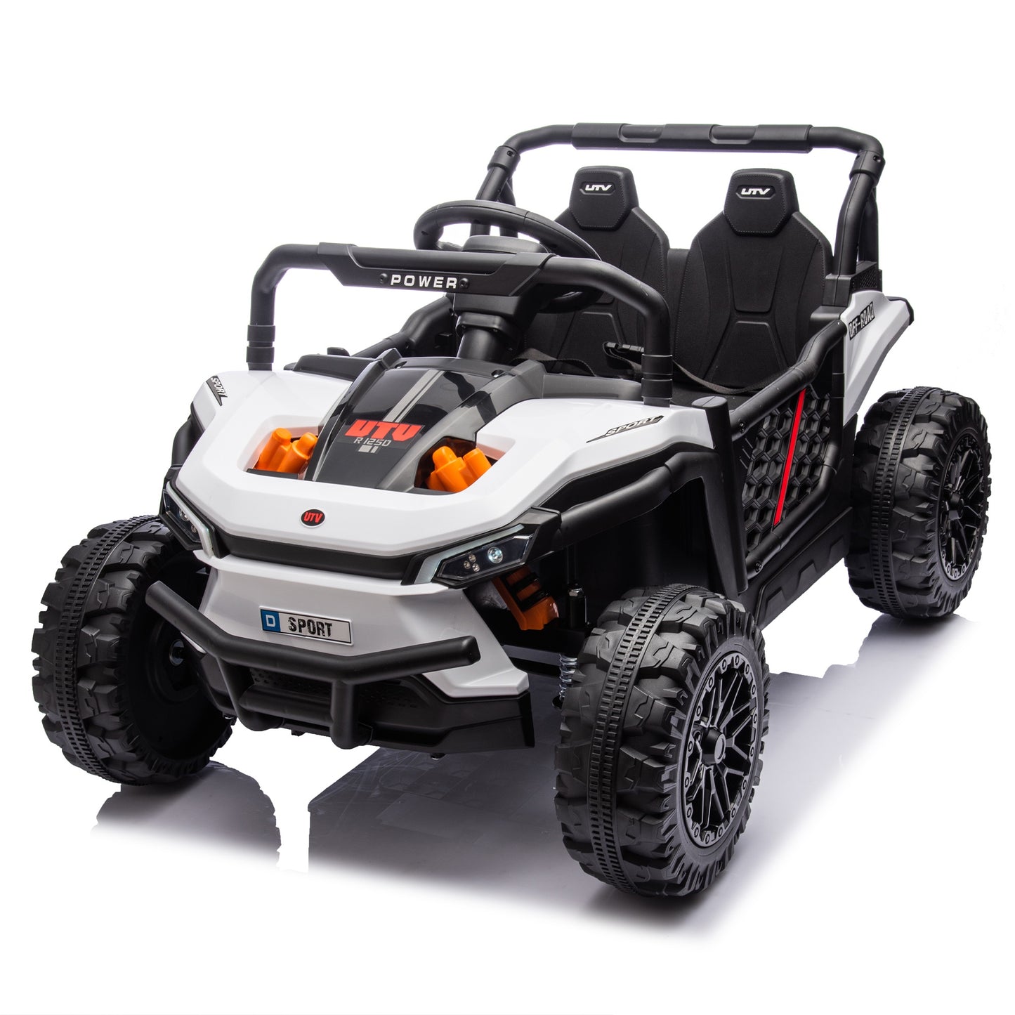 iRerts 24V Kids Ride on Toy UTV, Ride on Cars with Remote Control, Bluetooth Music, 4 Wheel Suspension, Rear Storage Space, Electric Vehicles Cars for Kids Boys Girls Gifts 3-6 Year Old, White