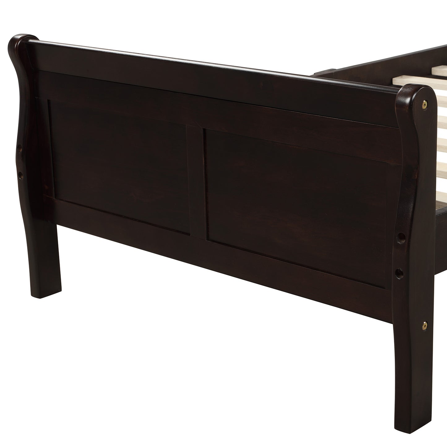 iRerts Wood Twin Platform Bed Frame, Modern Twin Bed Frame with Headboard, Twin Size Wood Platform Bed with Wooden Slat Support, No Box Spring Needed, Easy Assembly, Espresso