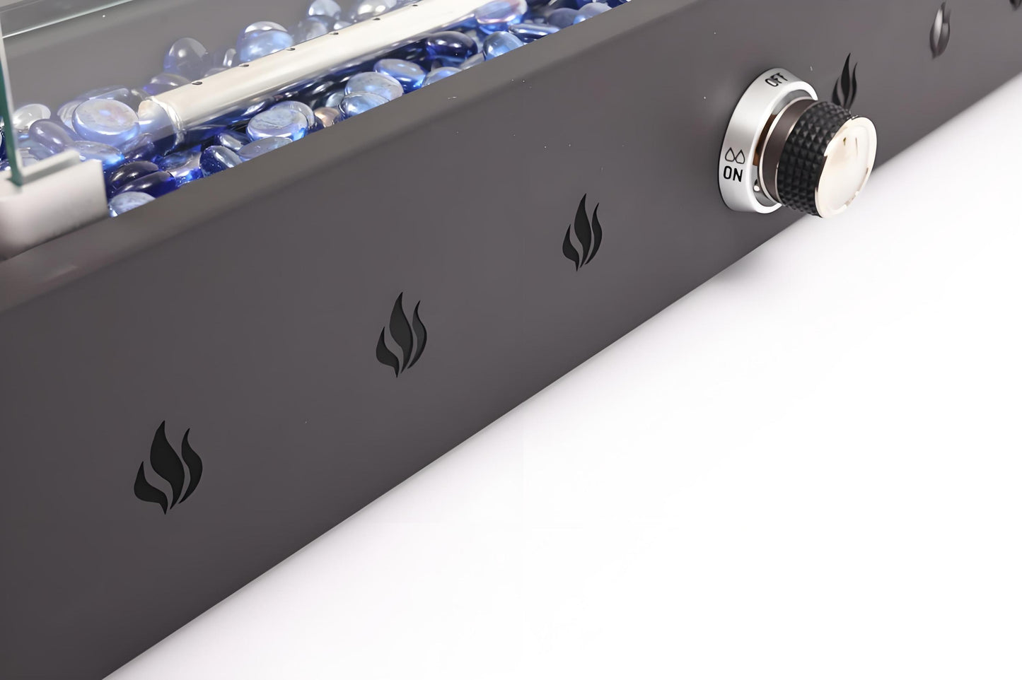 28-inch Propane Fire Pit, 40000 BTU Outdoor Tabletop Fireplace for Patio, Portable Rectangular Gas Firepit with Glass Beads, Wind Glass Shield, Black