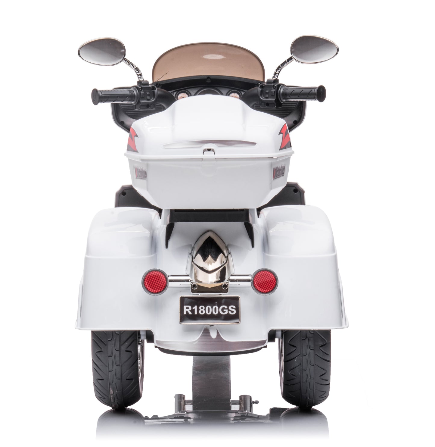 iRerts 12V 2 Seater Ride on Motorcycle, 3 Wheels Kids Electric Motorcycle with Key Start, Music, USB/MP3 Port, LED Light, Storage Box, Kids Ride on Toys for Christmas Birthday Gifts Ages 3-6, White