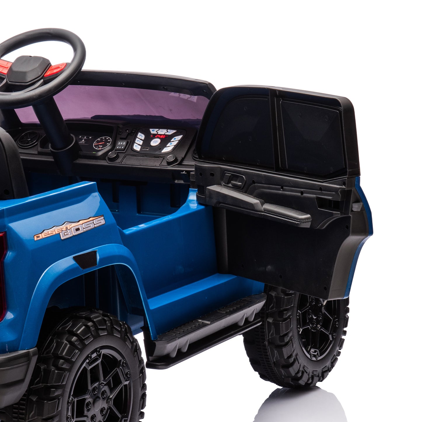 24V 2 Seater Ride on Truck, 4WD Powered Ride on Toy Car with Remote Control, Bluetooth, Music Player, 800W Motors, Back Box Storage, 3 Speeds, Kids Electric Vehicle for Boys Girls Gifts, Blue