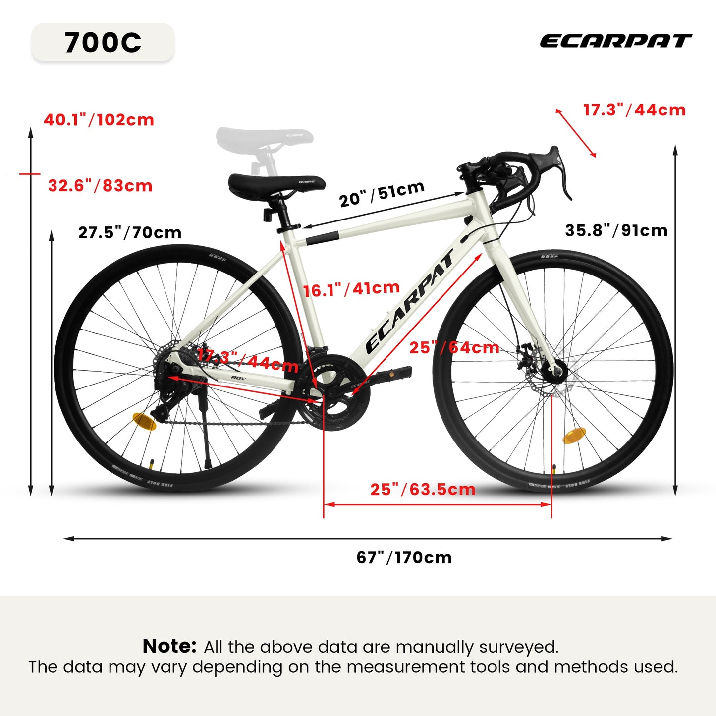 iRerts 700C Road Bike, 16 Speed Outdoor Bike for Men Women, Road Commuter Bike with Disc Brakes, Aluminum Frame, Lightweight Racing Bike Adult Bicycle M Size, Cream