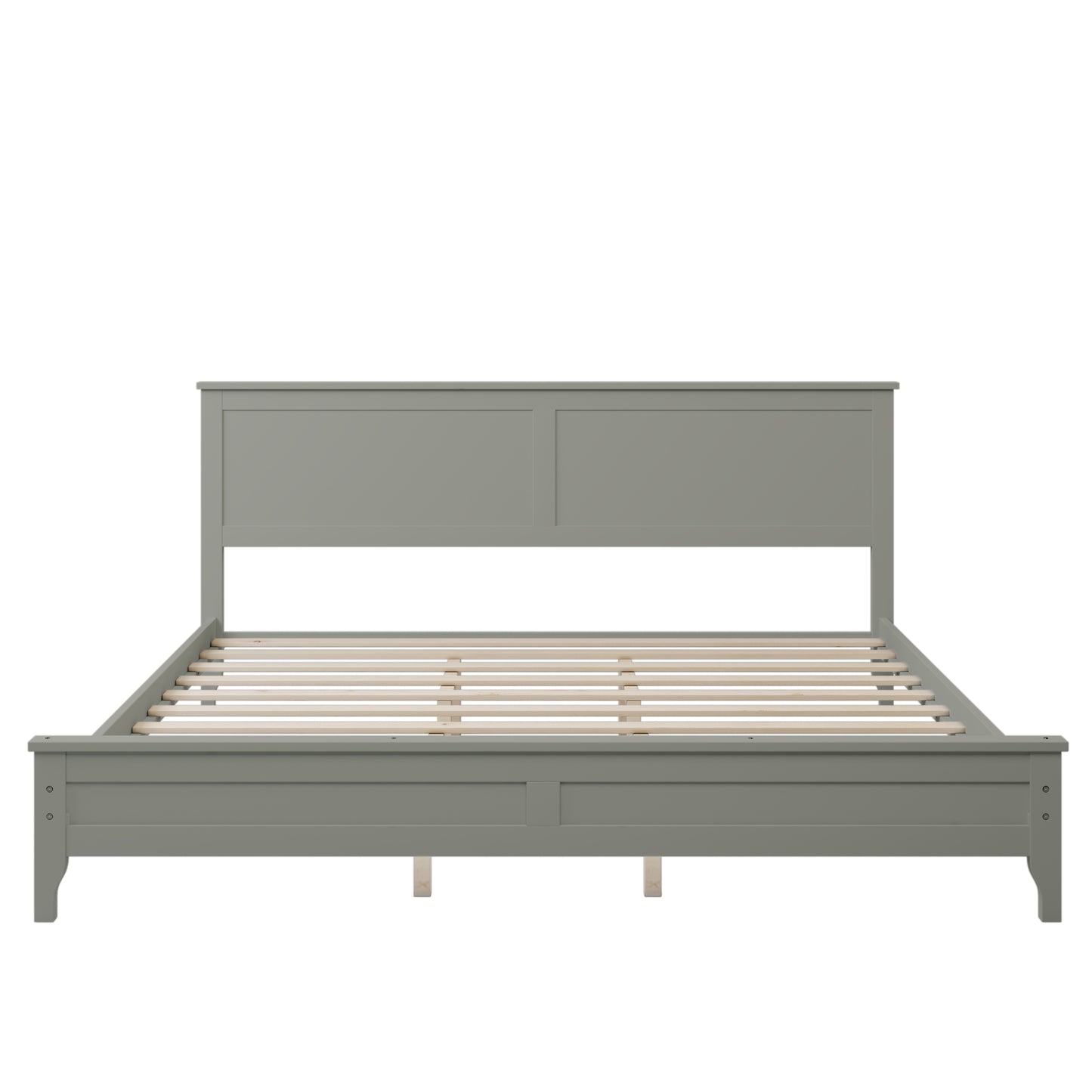 iRerts King Platform Bed Frame with Headboard and Footboard, Solid Wood Bed Frames King Size with Slats Support, Oak Top, Modern King Bed Frame No Box Spring Needed for Kids Adults, Gray