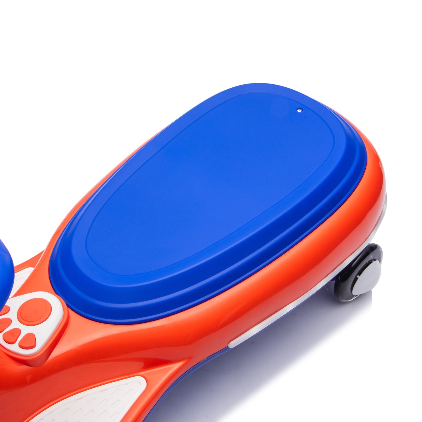 12V Electric Wiggle Car, Powered Ride on Toys for Kids with Flashing PU Wheels, Bluetooth Music, 2-in-1 Swing Car Kids Electric Vehicles for Boys Girls Ages 3+, Blue+Red