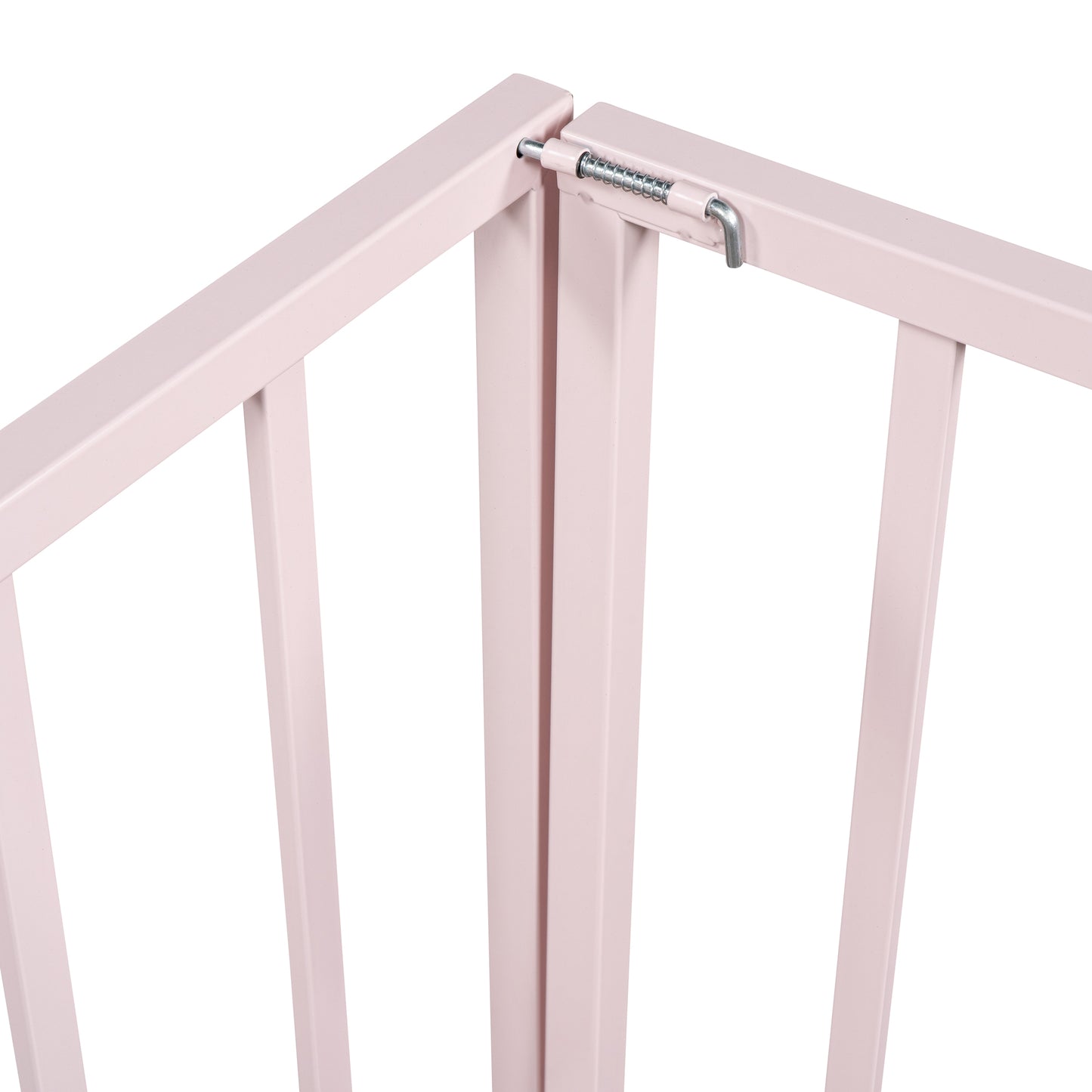 iRerts Full Floor Bed Frame, Metal Full Size Montessori Floor Bed Frame with Fence and Door, Kids Toddler Floor Bed Frame Full Size for Girls Boys, Twin Bed Frame without Bed Slats, Pink