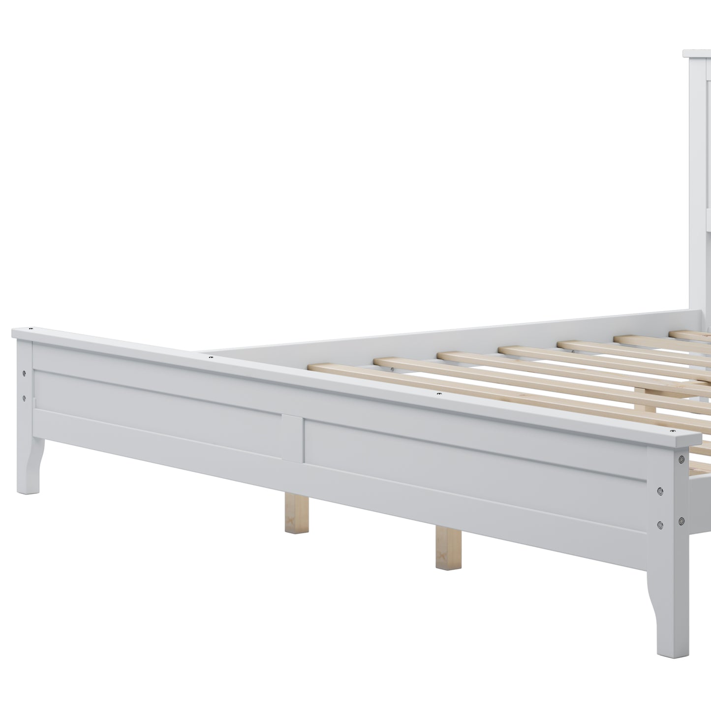 iRerts King Platform Bed Frame with Headboard and Footboard, Solid Wood Bed Frames King Size with Slats Support, Oak Top, Modern King Bed Frame No Box Spring Needed for Kids Adults, White