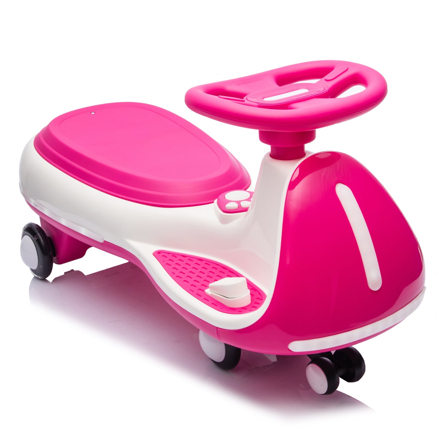 12V Electric Wiggle Car, Powered Ride on Toys for Kids with Flashing PU Wheels, Bluetooth Music, 2-in-1 Swing Car Kids Electric Vehicles for Boys Girls Ages 3+, Rose Red
