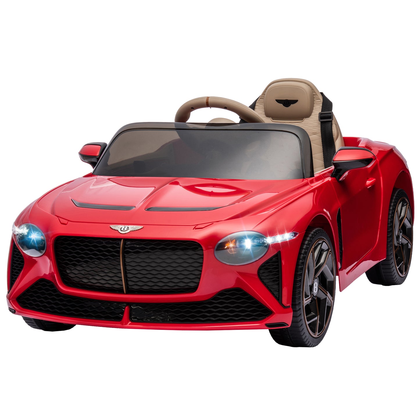 Kids Electric Car for Boys Girls Gift, Licensed Bentley Mulsanne 12V Ride On Cars with Remote Control, Battery Powered Ride On Toys with Bluetooth, USB, MP3, LED Light, Red