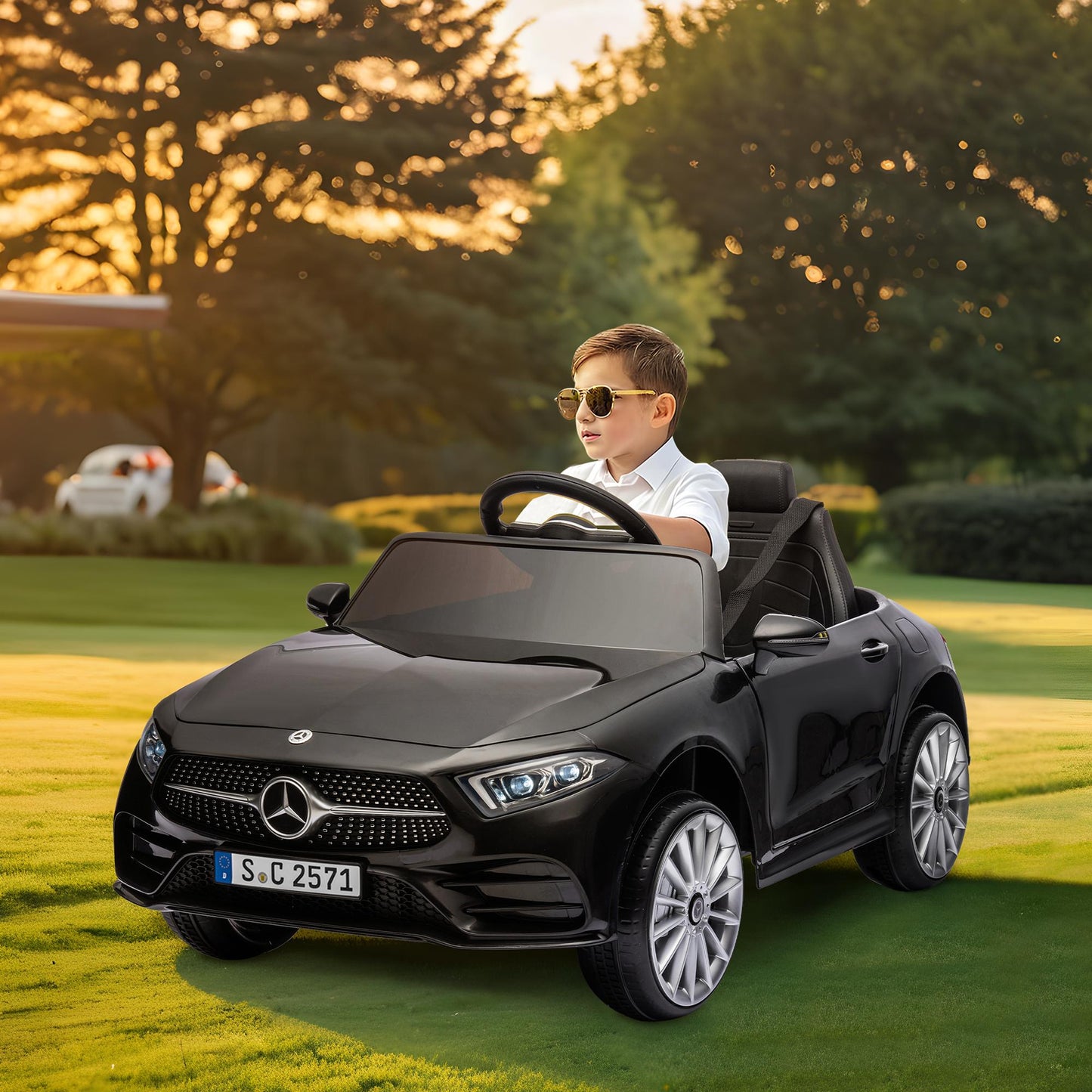 iRerts 12V Electric Ride On Cars for Boys Girls, Battery Powered Ride on Toys for Toddlers with Music, USB/AUX/SD Ports, LED Light, 4 Wheel Suspension, Electric Car for Kids 3-6 Years Old Gifts, Black