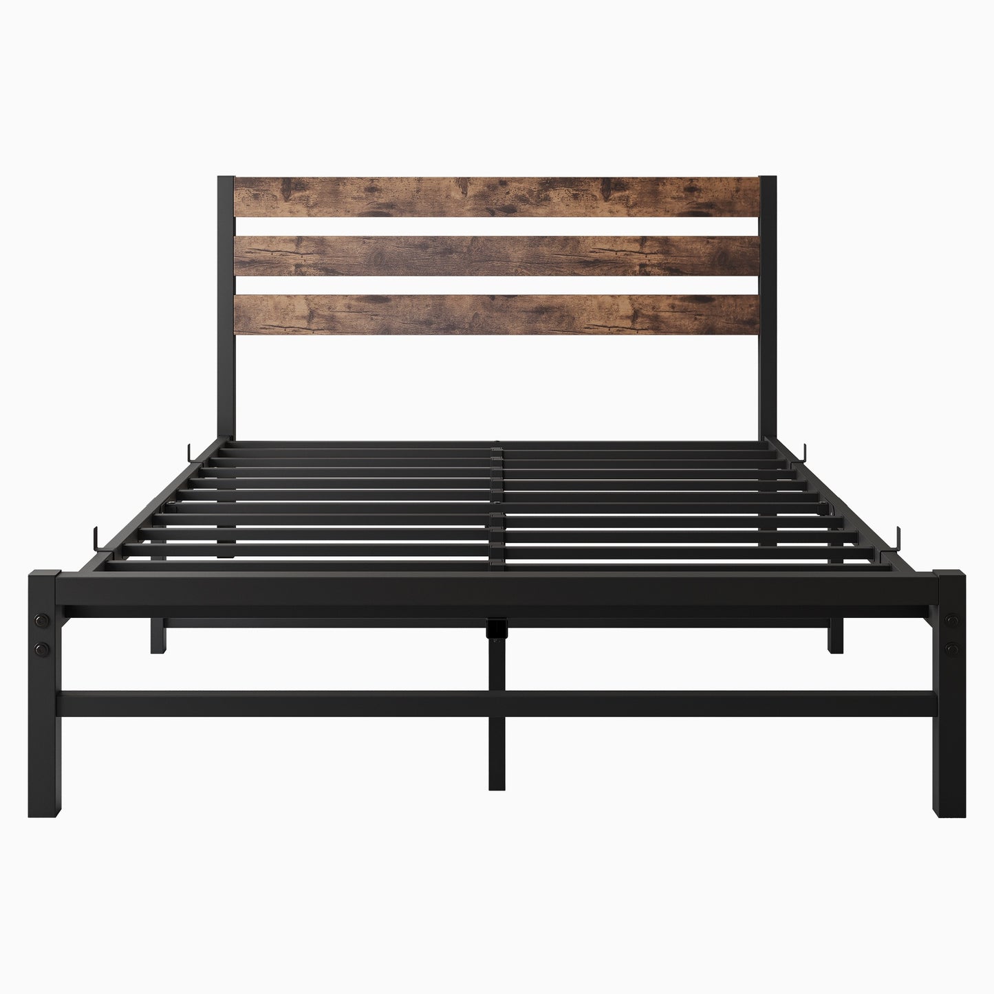iRerts Full Bed Frame with Headboard, Metal Platform Bed Frame No Box Spring Needed, Bed Frame Full Size with Metal Support,  Noise-Free, Under Bed Storage, Easy Assembly, Rustic Brown