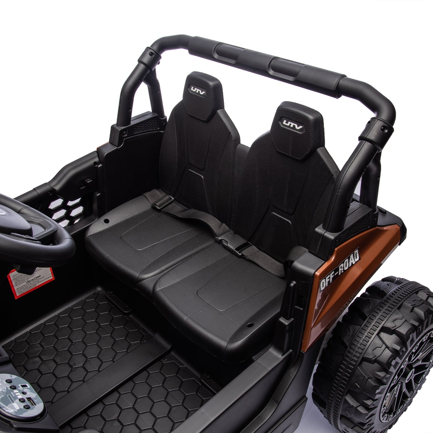 iRerts 24V Kids Ride on Toy UTV, Ride on Cars with Remote Control, Bluetooth Music, 4 Wheel Suspension, Rear Storage Space, Electric Vehicles Cars for Kids Boys Girls Gifts 3-6 Year Old, Brown