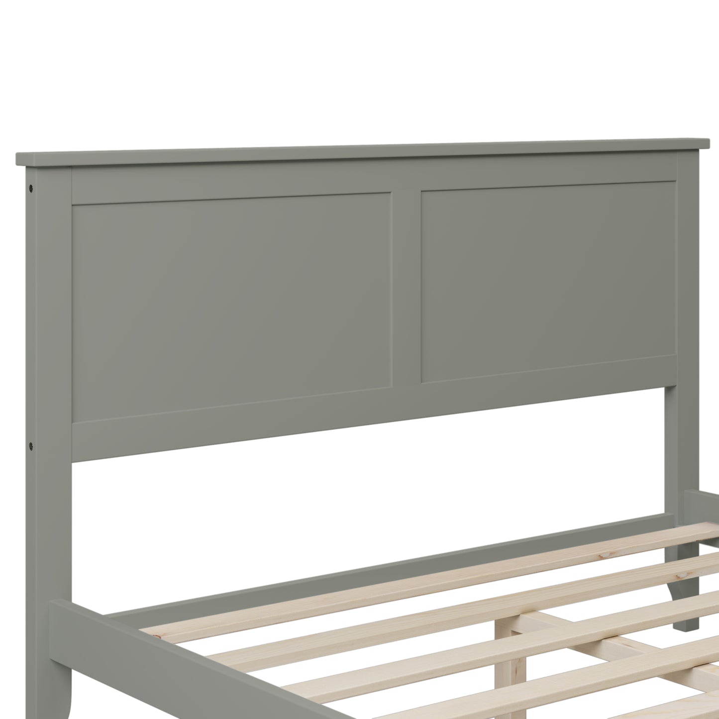 iRerts Full Platform Bed Frame with Headboard and Footboard, Solid Wood Bed Frames Full Size with Slats Support, Oak Top, Modern Full Bed Frame No Box Spring Needed for Kids Adults, Gray