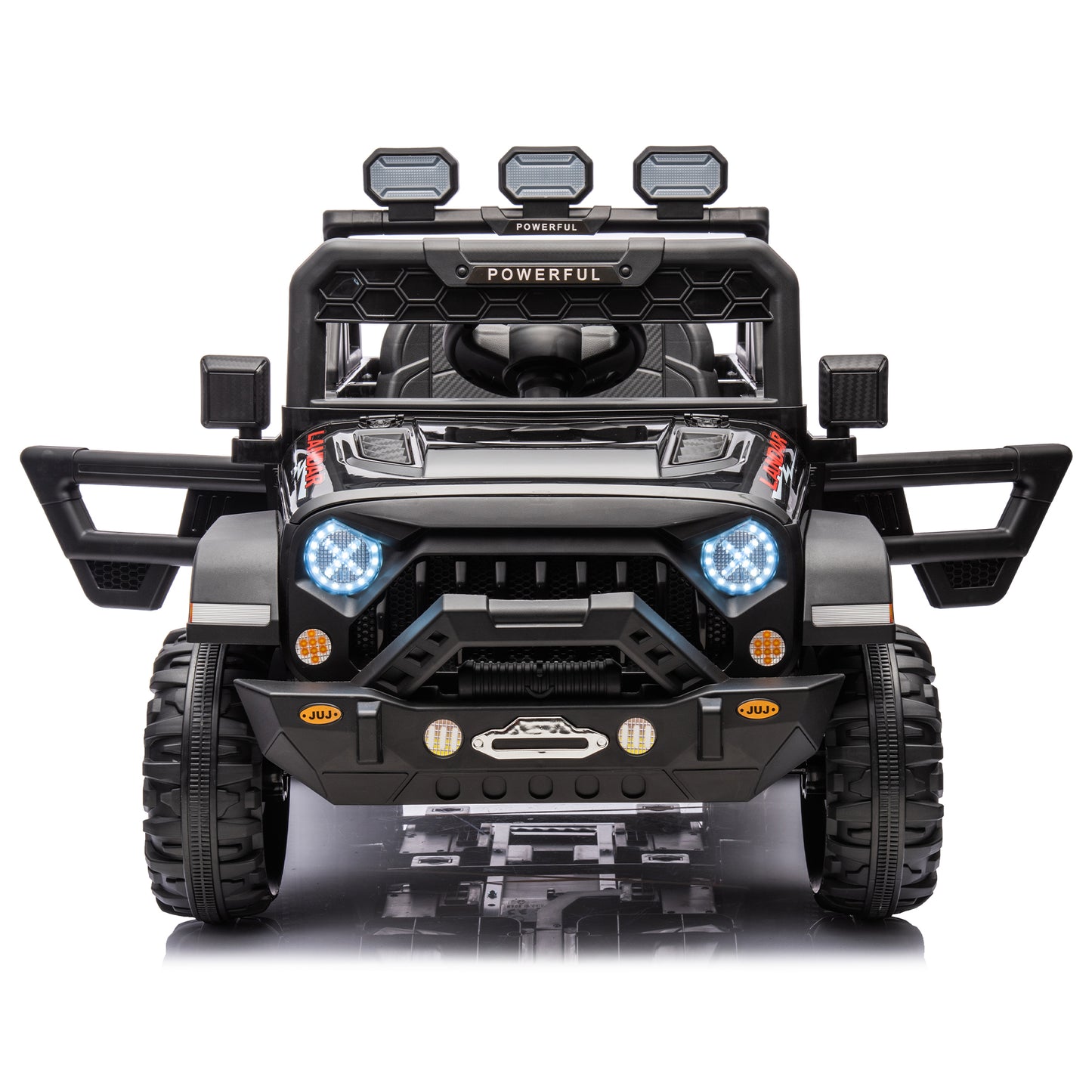 iRerts 24V Ride on PickUp Truck with Remote Control, 4WD Battery Powered Ride on Car with Bluetooth Music, USB/AUX Port, Rear Storage Box, LED Lights, Ride on Toys for Kids Boys Girls Gift, Black