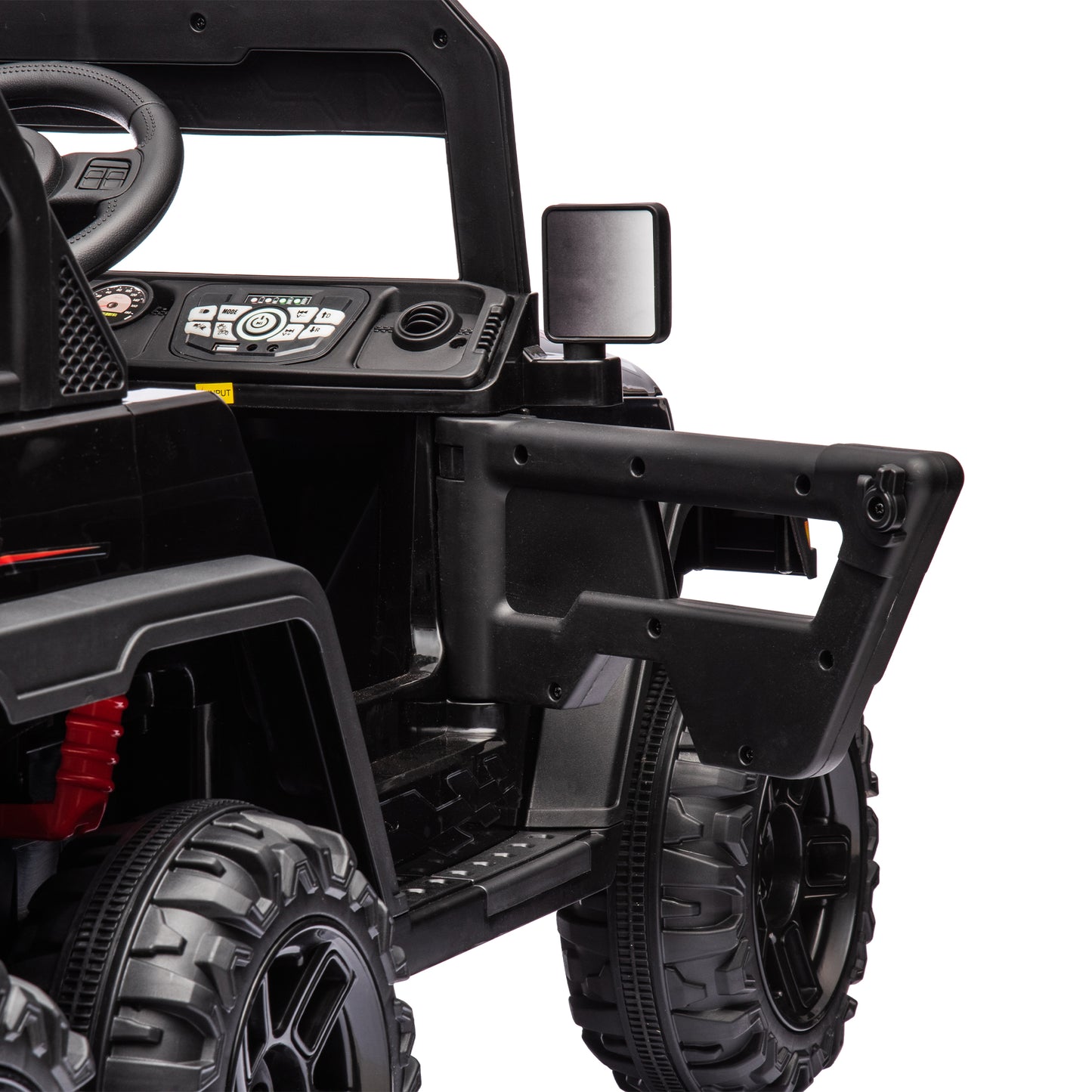 iRerts 24V Ride on PickUp Truck with Remote Control, 4WD Battery Powered Ride on Car with Bluetooth Music, USB/AUX Port, Rear Storage Box, LED Lights, Ride on Toys for Kids Boys Girls Gift, Black