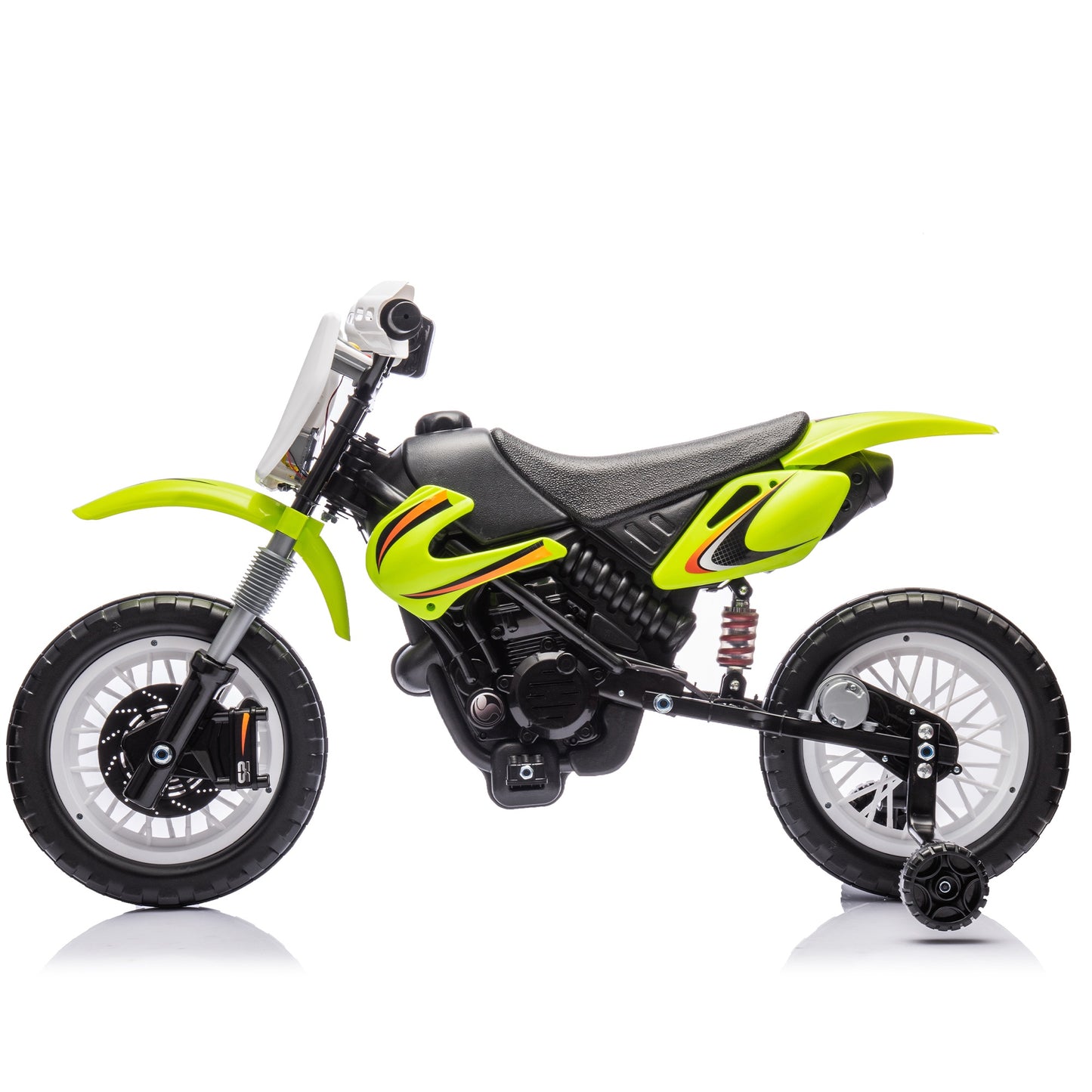 iRerts 12V Electric Dirt Bike with Twist Grip Throttle, Powered Ride on Motorcycle with 2 Training Wheels, Rear suspension, Ride on Toys Kids Motorcycle for Boys Girls Gifts Ages 3-8, Green