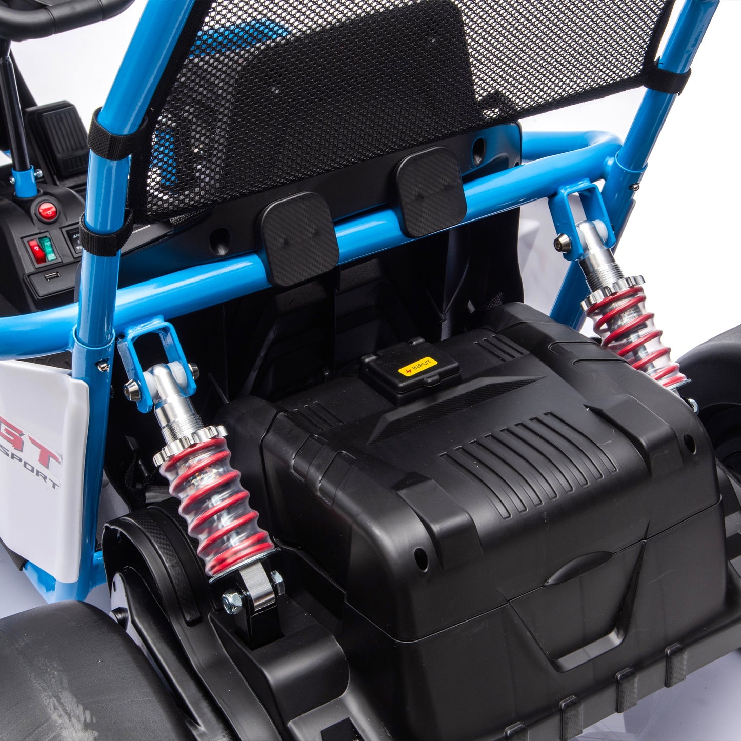 24V Powered Ride on Toys, iRerts Electric Go Kart with Drift Mode, Bluetooth Music, EVA Front Tires, Rear Wheel Suspension, Max Speed 7.5 MPH, Crazy Go Cart Electric Car for Kids 6-12 Ages,  Blue