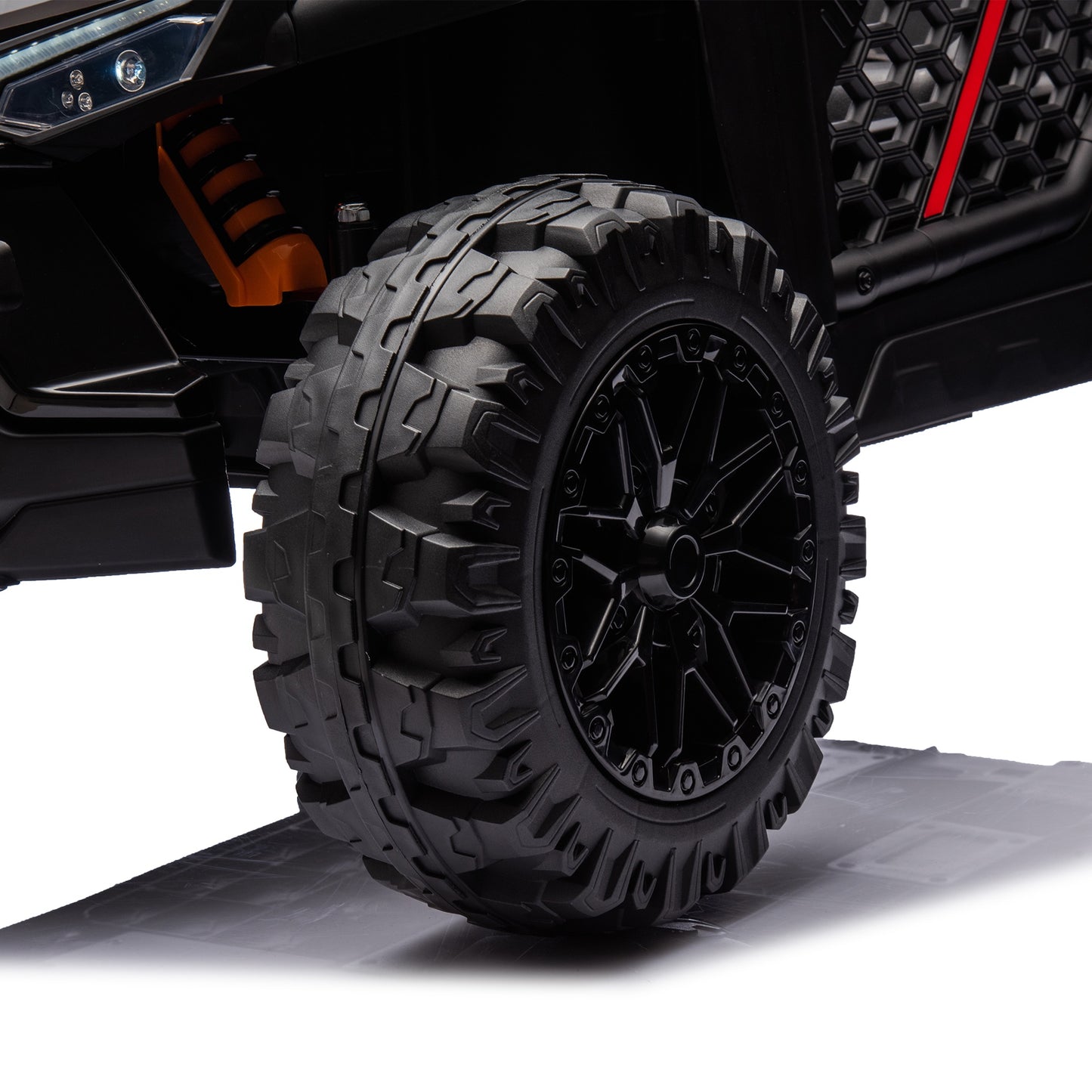 iRerts 24V Kids Ride on Toy UTV, Ride on Cars with Remote Control, Bluetooth Music, 4 Wheel Suspension, Rear Storage Space, Electric Vehicles Cars for Kids Boys Girls Gifts 3-6 Year Old, Black