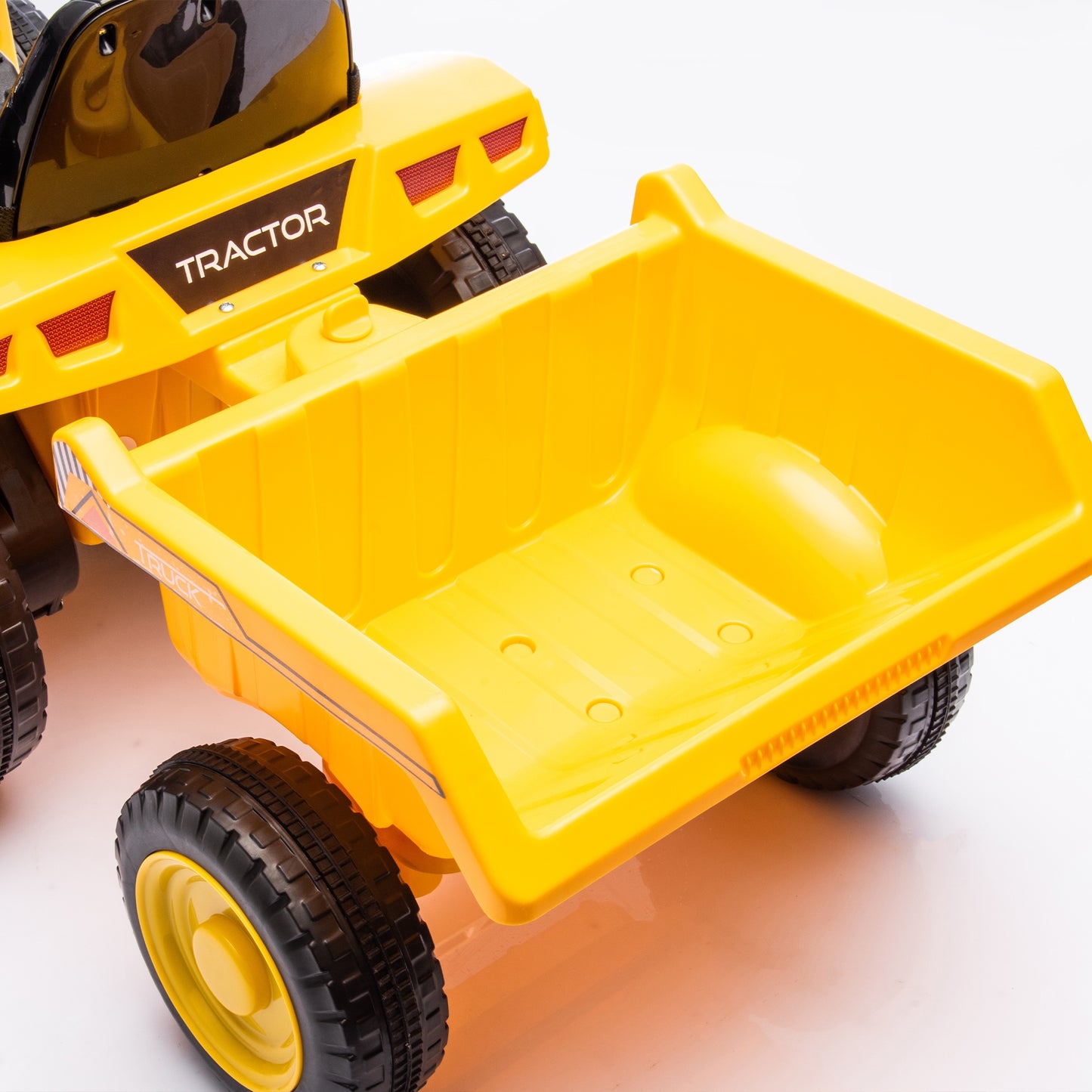 iRerts 12V Ride on Tractor, Powered Ride on Car for Kids Boys Girls Ages 3-6 Gifts, Kids Ride on Toys Electric Cars with Removable Storage Tug, Bluetooth ,Music, MP3/USB Ports, LED Light, Yellow