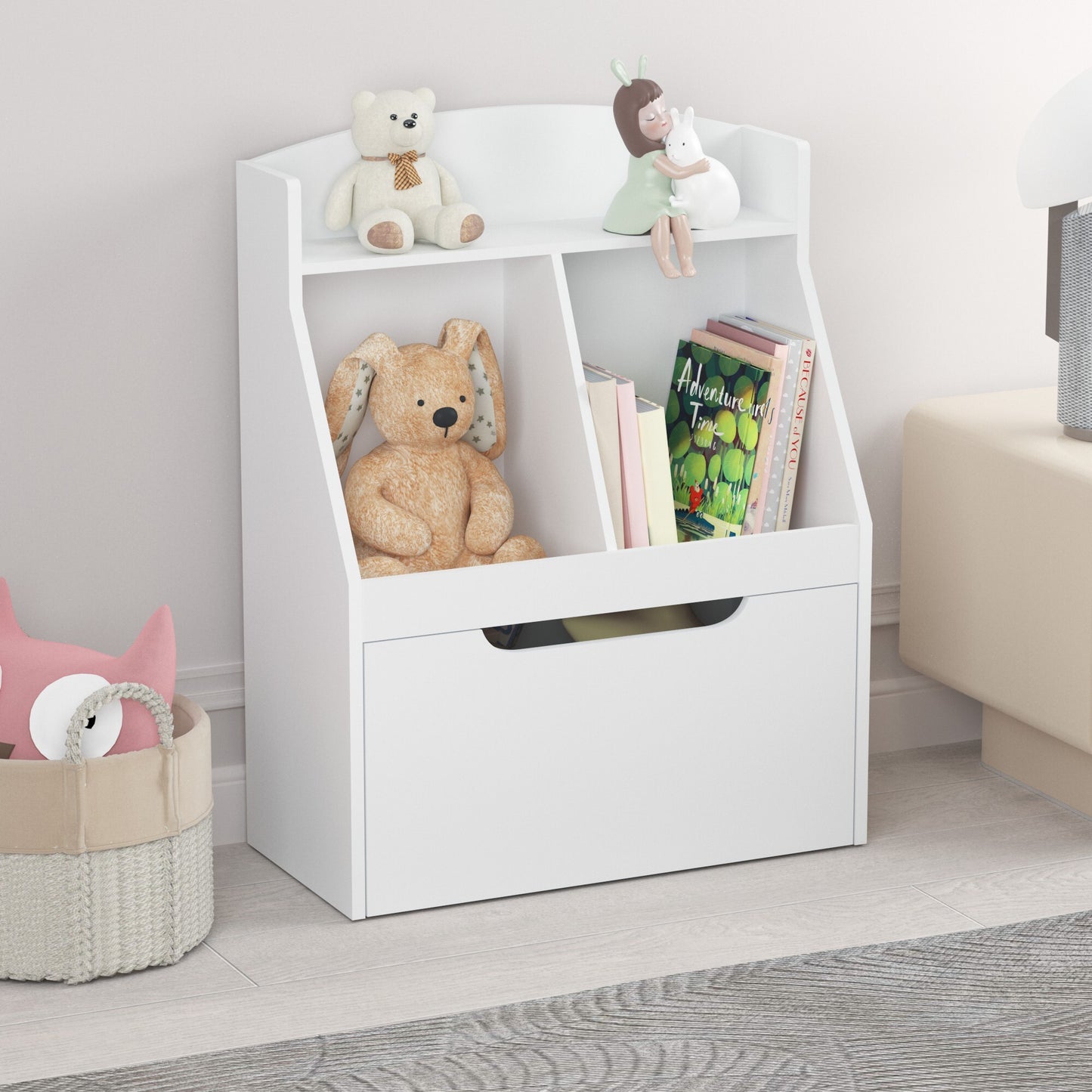 iRerts Kids Toy Storage Organizer, Wooden Cube Bookcase and Book Shelf with Storage for Bedroom, Living Room, White