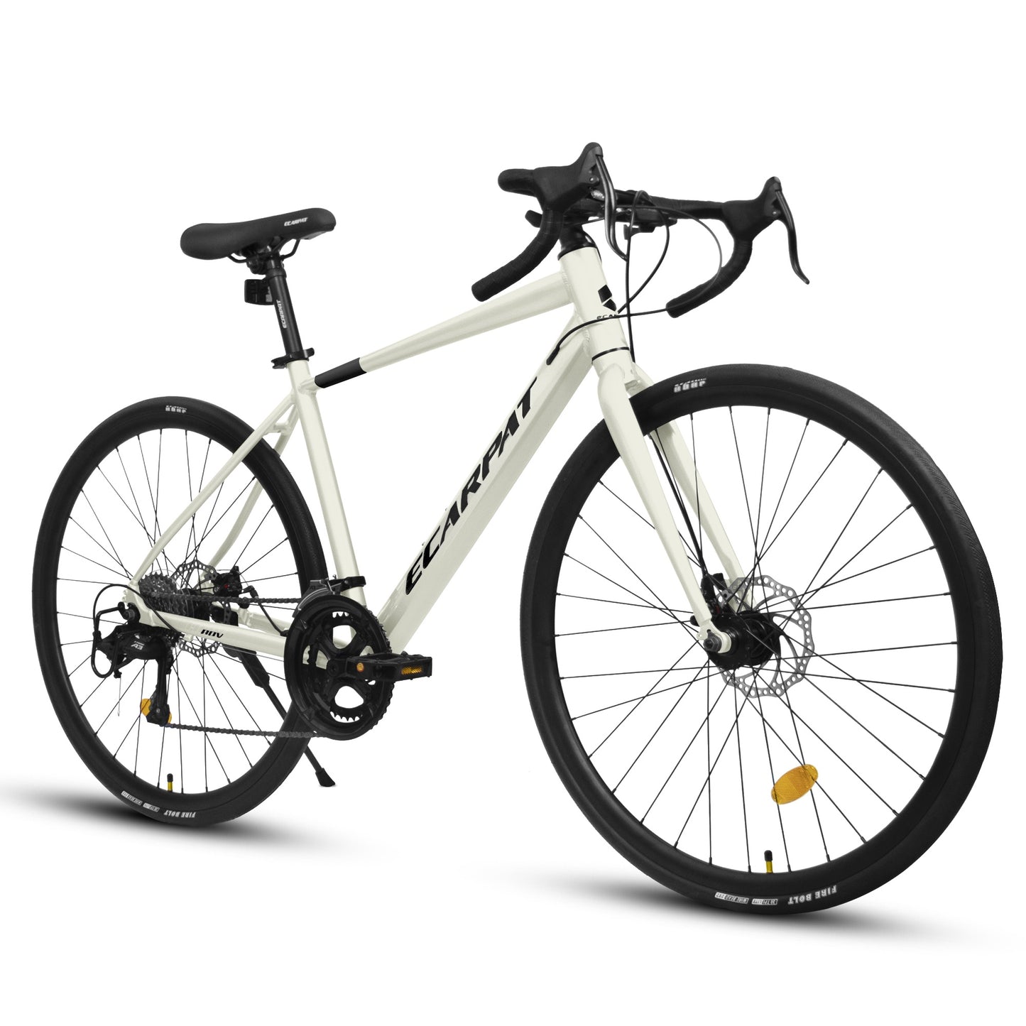 iRerts 700C Road Bike, 16 Speed Outdoor Bike for Men Women, Road Commuter Bike with Disc Brakes, Aluminum Frame, Lightweight Racing Bike Adult Bicycle M Size, Cream