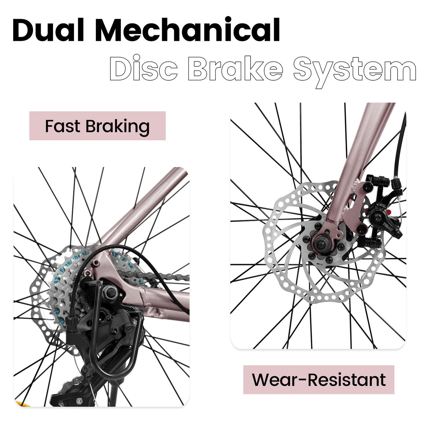 iRerts 700C Road Bike, 16 Speed Outdoor Bike for Men Women, Road Commuter Bike with Disc Brakes, Aluminum Frame, Lightweight Racing Bike Adult Bicycle M Size, Pink