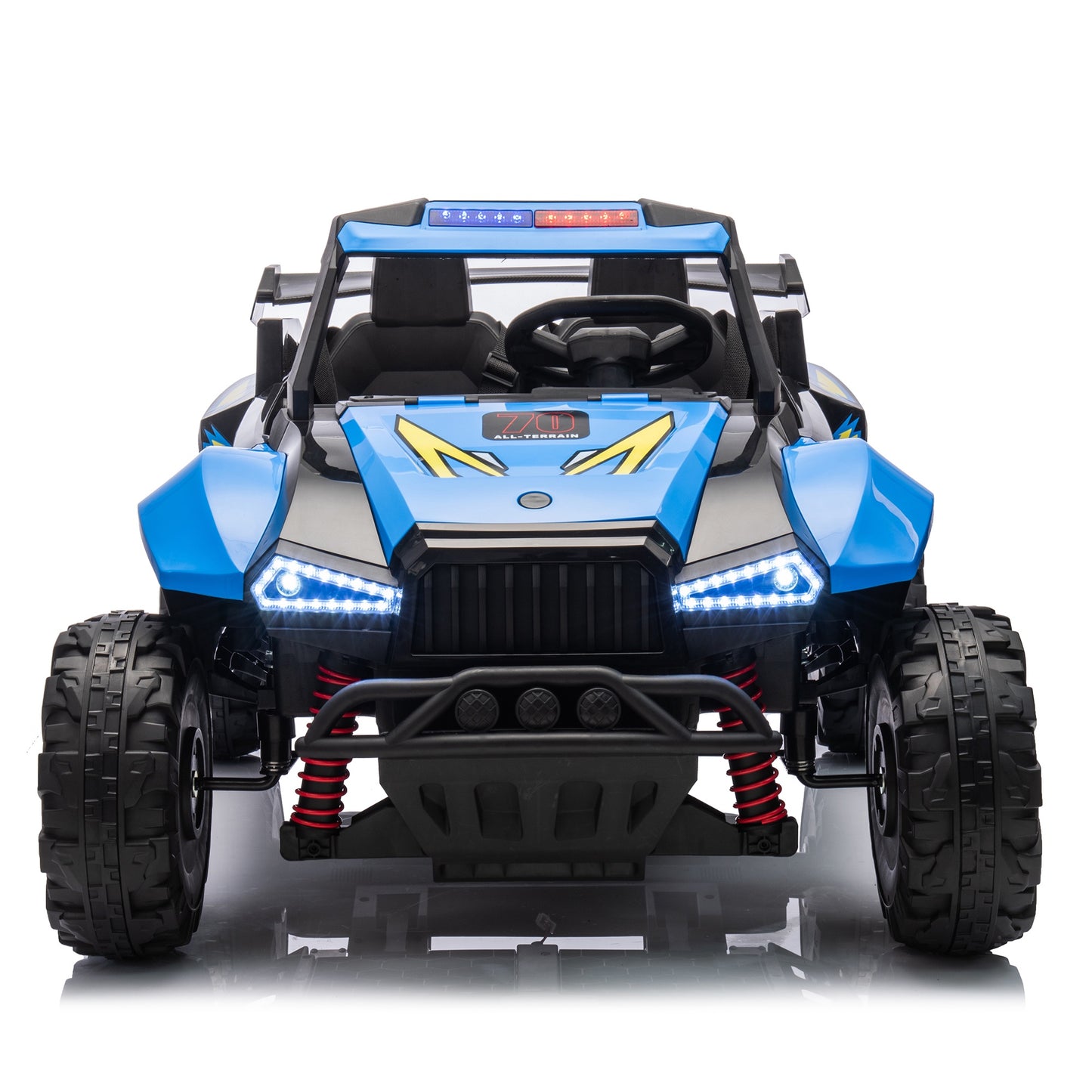 iRerts 24V Powered Ride on Cars, Ride on Toys for Big Kids Ages 3-8, Kids Police Car Electric Vehicles with Remote Control, Bluetooth, MP3/USB Ports, 4 Wheels Spring Suspension, Megaphone, Blue