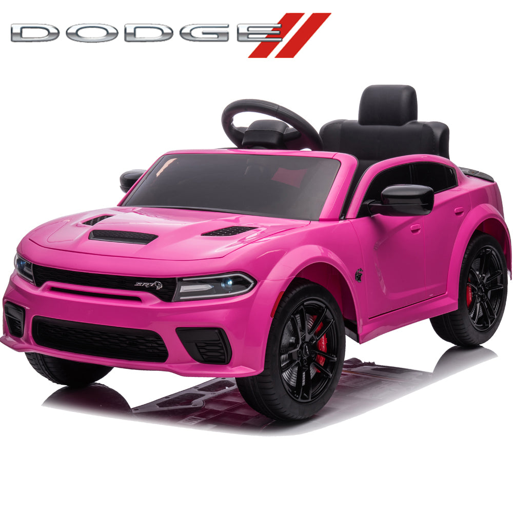 iRerts 12V Pink Dodge Charger Ride On Cars with Remote Control,  Kids Ride on Toys with Bluetooth, Music, LED Light, USB, MP3, 4 Wheel Suspension, Electric Cars for Kids Boys Girls Birthday Gifts