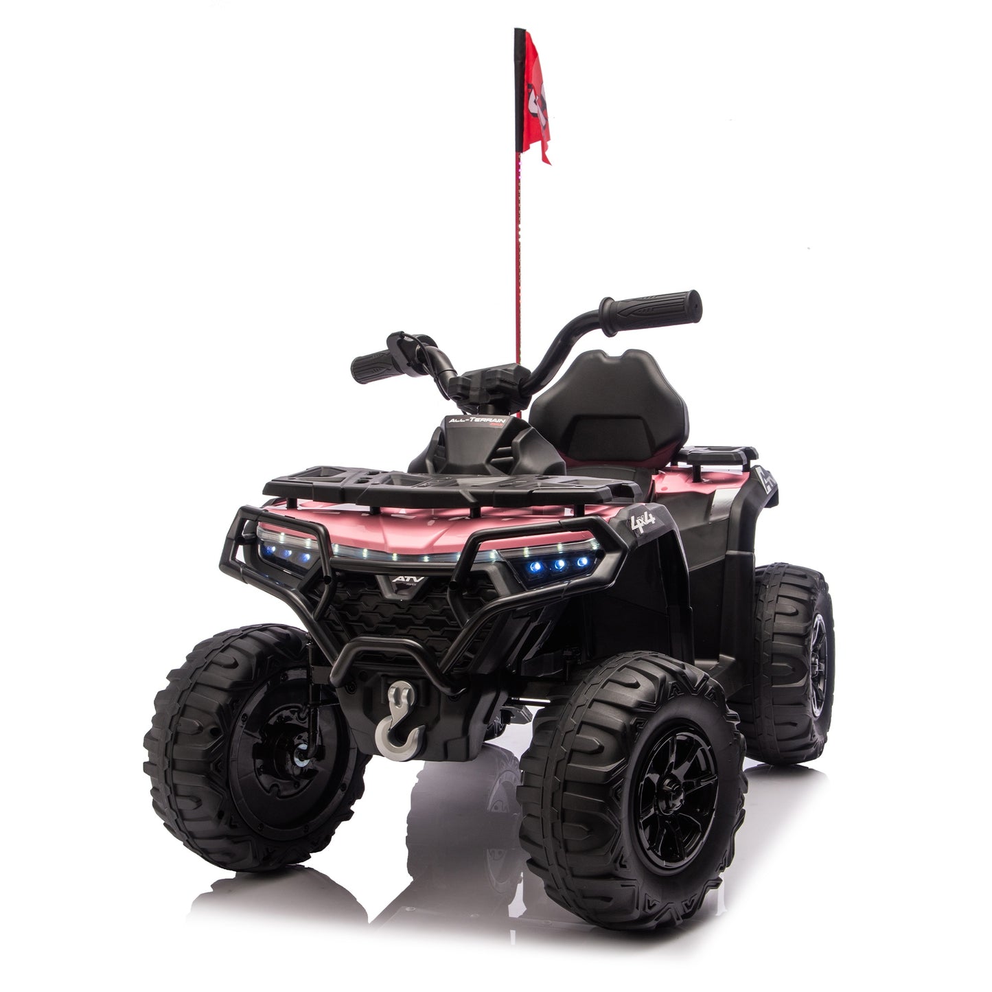 iRerts 24V Ride on ATV, Powered Ride on Toys Electric 4 Wheeler for Boys Girls Ages 3-6 Gifts, Kids Ride on Car Electric Vehicle with Multi-Color Lights, Bluetooth, Music, USB Port, Pink