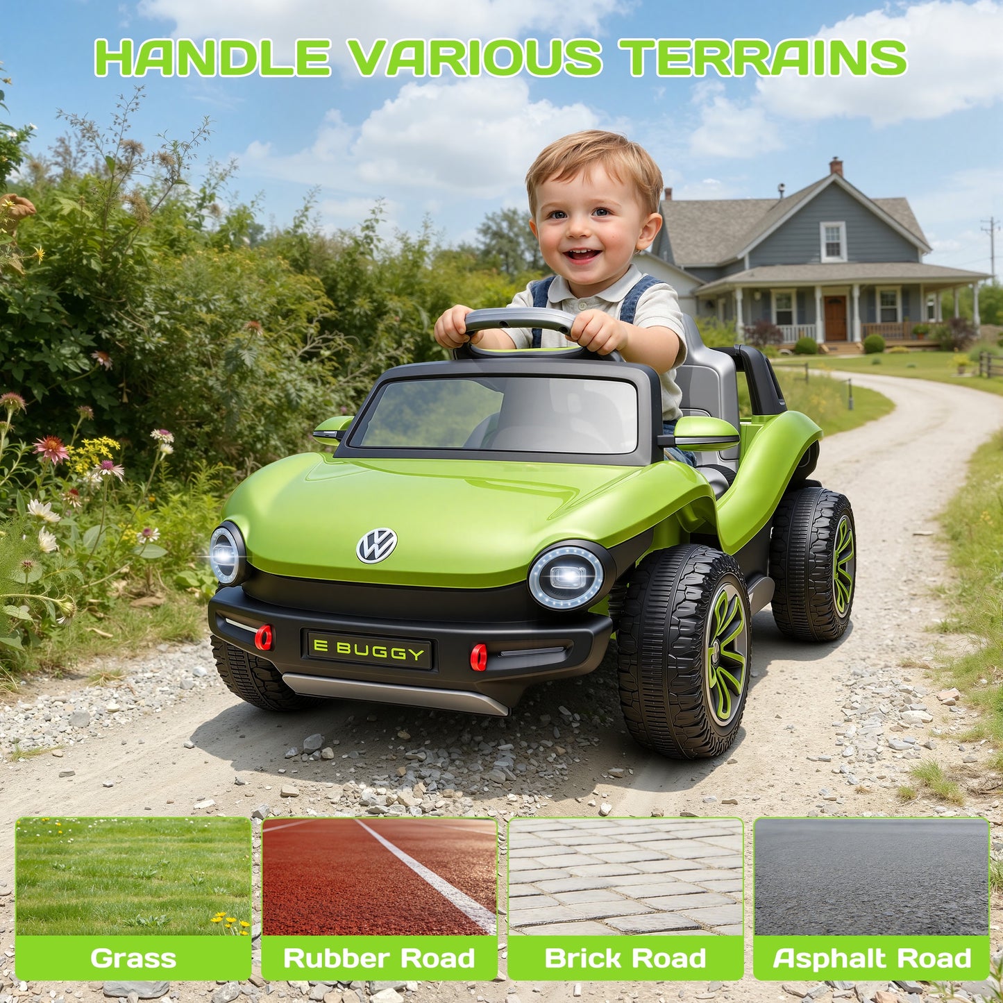 12V Electric Ride on Cars, Licensed Volkswagen Beetle Ride on Toys with Remote Control, Bluetooth, USB Port, Music, Rear Storage, LED Lights, Battery Powered Toddlers Electric Car for Kids Ages 3+