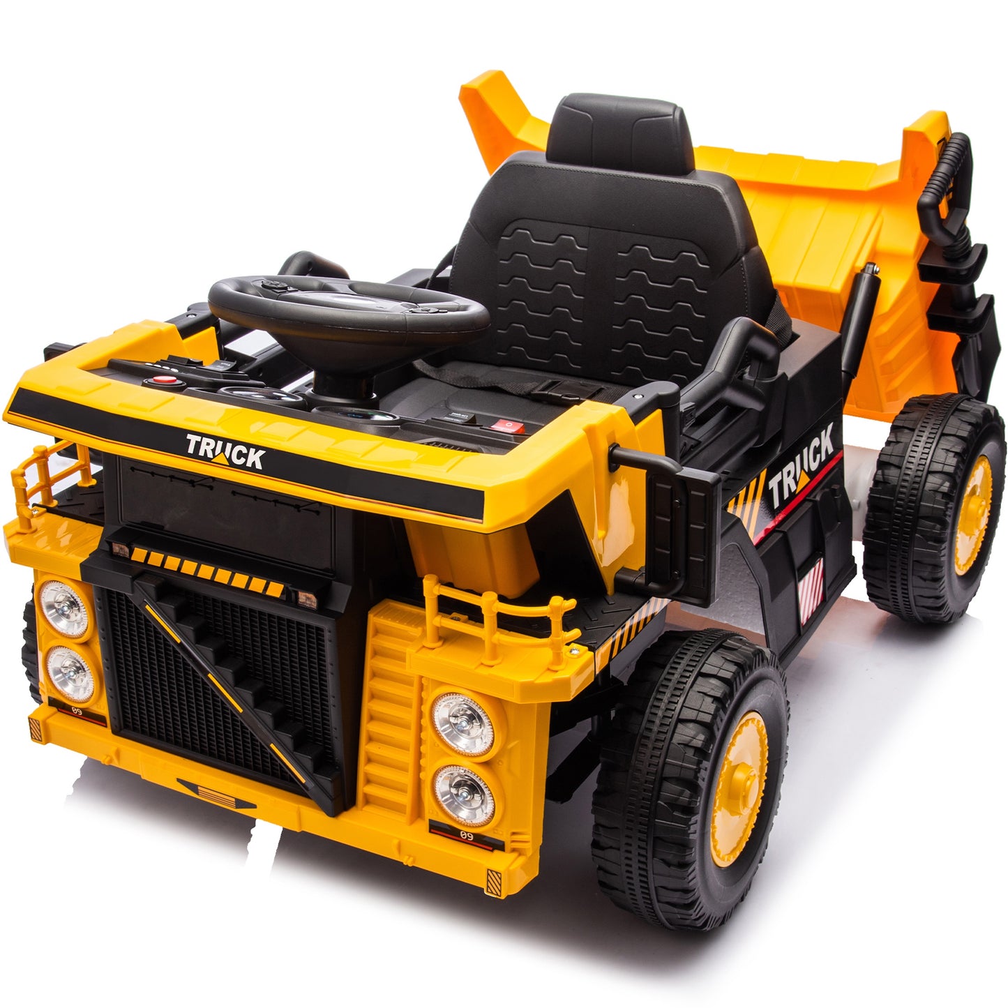 iRerts Ride On Dump Truck for Kids, 12V Powered Ride on Car with Remote Control, Electric Dump Bed, 1 Shovel, Bluetooth Music, LED Light, Kids Car Ride on Construction for Boys Girls Ages 3-5, Yellow