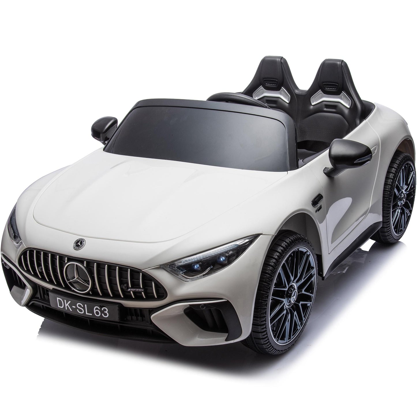 iRerts White 24V Mercedes Benz SL63 Powered Ride On Cars with Remote Control, 4 Wheels Electric Car for Kids with Bluetooth, Music, USB, LED Light, Ride on Toys for Kids 3-8 Ages Boys Girls Gifts