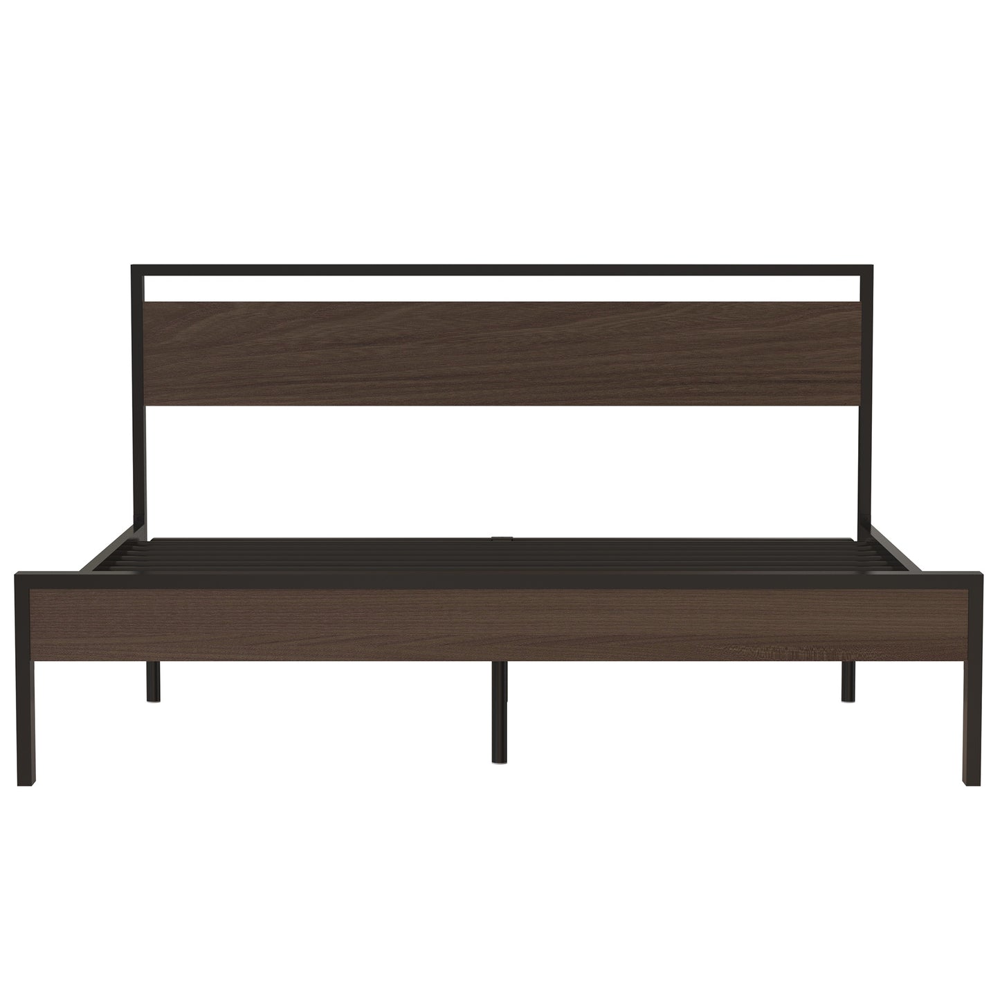 iRerts King Platform Bed Frame with Headboard, Industrial Metal King Bed Frame with Slat Support, Modern Bed Frame King Size for Adults Teens Kids Bedroom, No Box Spring Needed, Black
