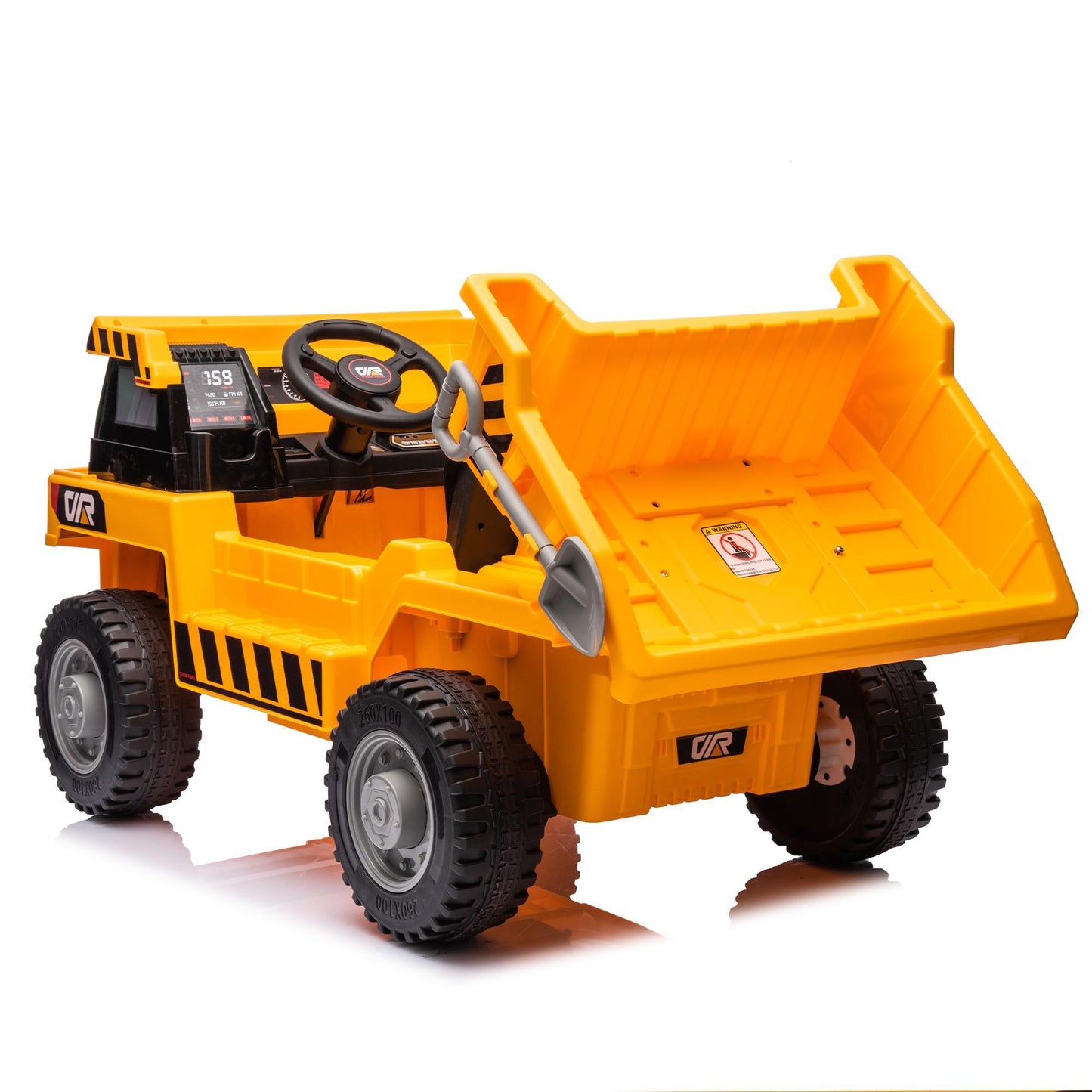 iRerts Ride on Dump Truck for Boys, 12V Ride on Car with Remote Control, 4 Wheel Construction Vehicles with Electric Dump Bed and Shovel, Powered Ride on Toys with Bluetooth, Music, USB Port, Yellow