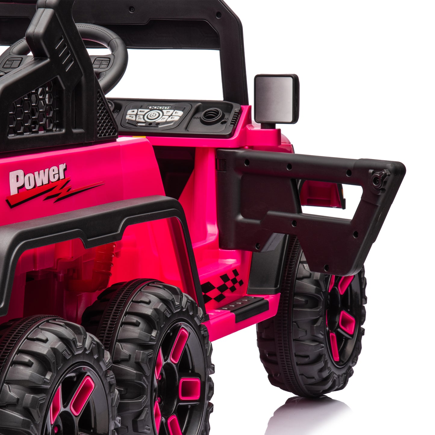 iRerts 24V Ride on PickUp Truck with Remote Control, 4WD Battery Powered Ride on Car with Bluetooth Music, USB/AUX Port, Rear Storage Box, LED Lights, Ride on Toys for Kids Boys Girls Gift, Pink