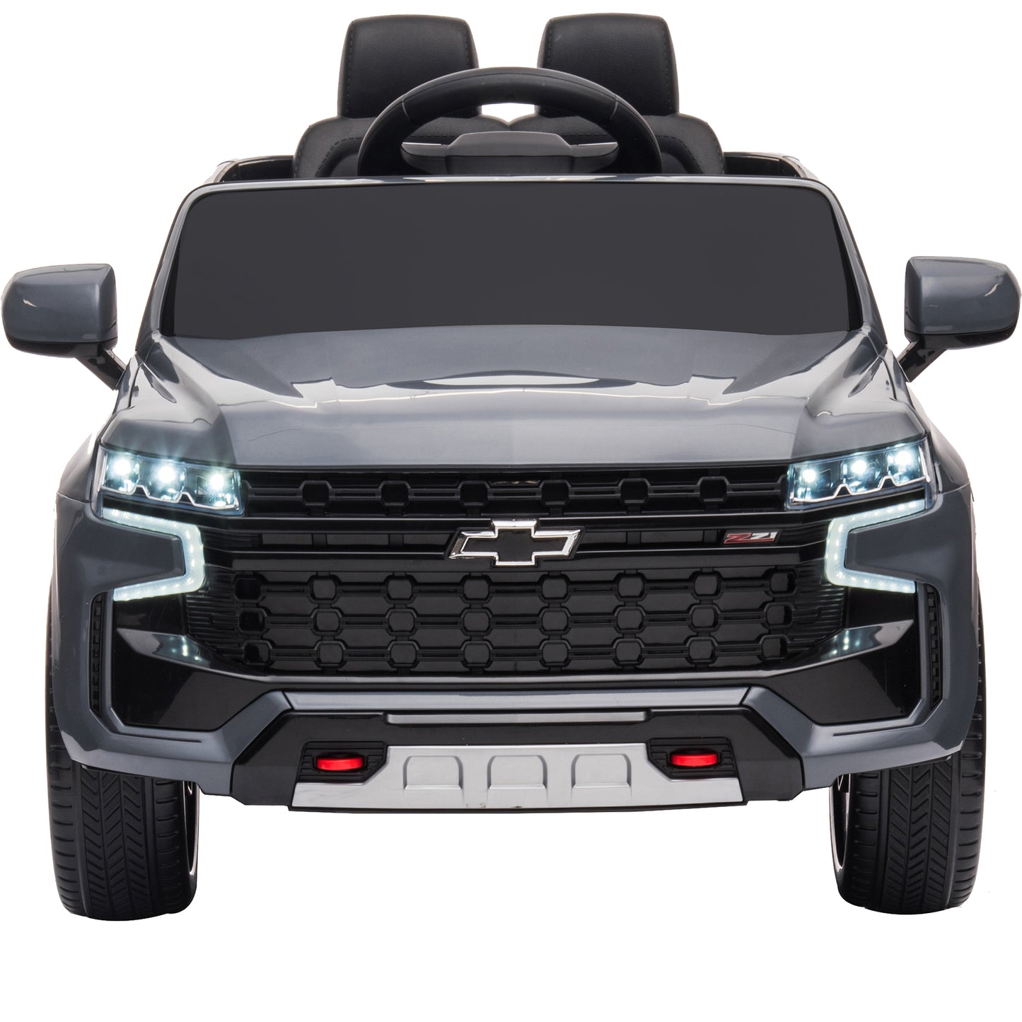 iRerts 12V Ride On Toys with Remote Control, Licensed Chevrolet Tahoe Kids Ride on Cars with Music, LED Lights, MP3/USB/AUX Port, Kids Electric Vehicle for Boys Girls, Gray