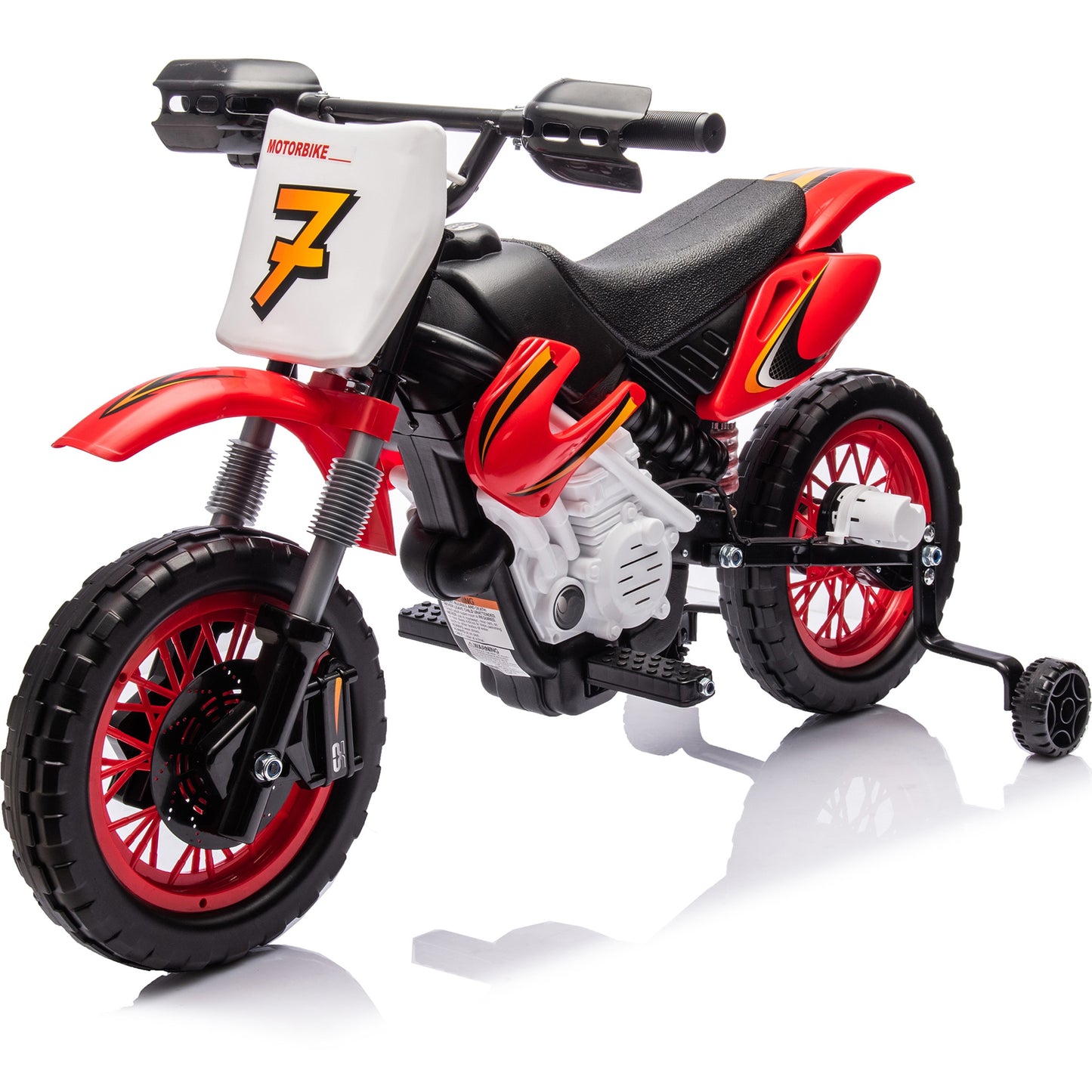 iRerts 12V Electric Dirt Bike with Twist Grip Throttle, Powered Ride on Motorcycle with 2 Training Wheels, Rear suspension, Ride on Toys Kids Motorcycle for Boys Girls Gifts Ages 3-8, Red