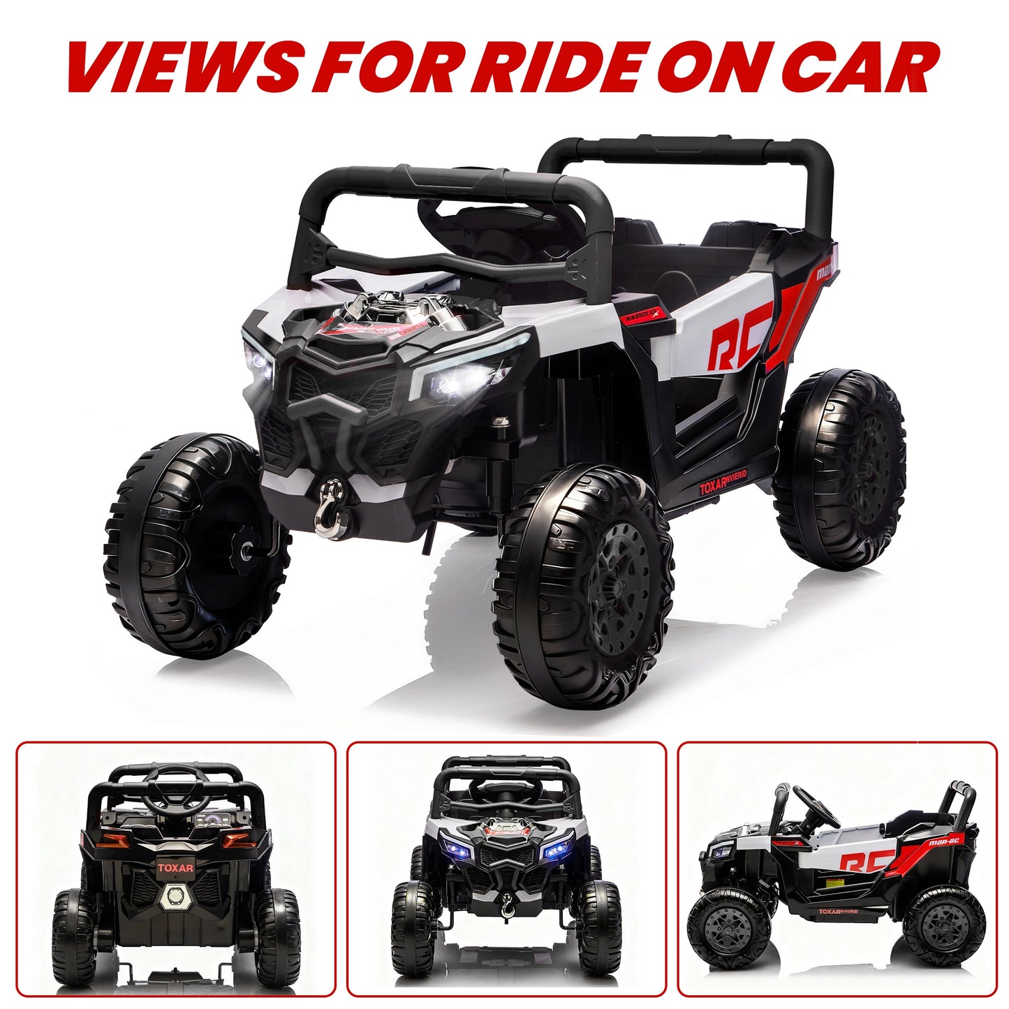 iRerts 12V Electric Ride on UTV, Powered Ride on Cars with Parent Remote Control, LED Lights, Music Player, Front Shock Absorbers, Ride on Toys for Kids Boys Girls Ages 3-4, Black