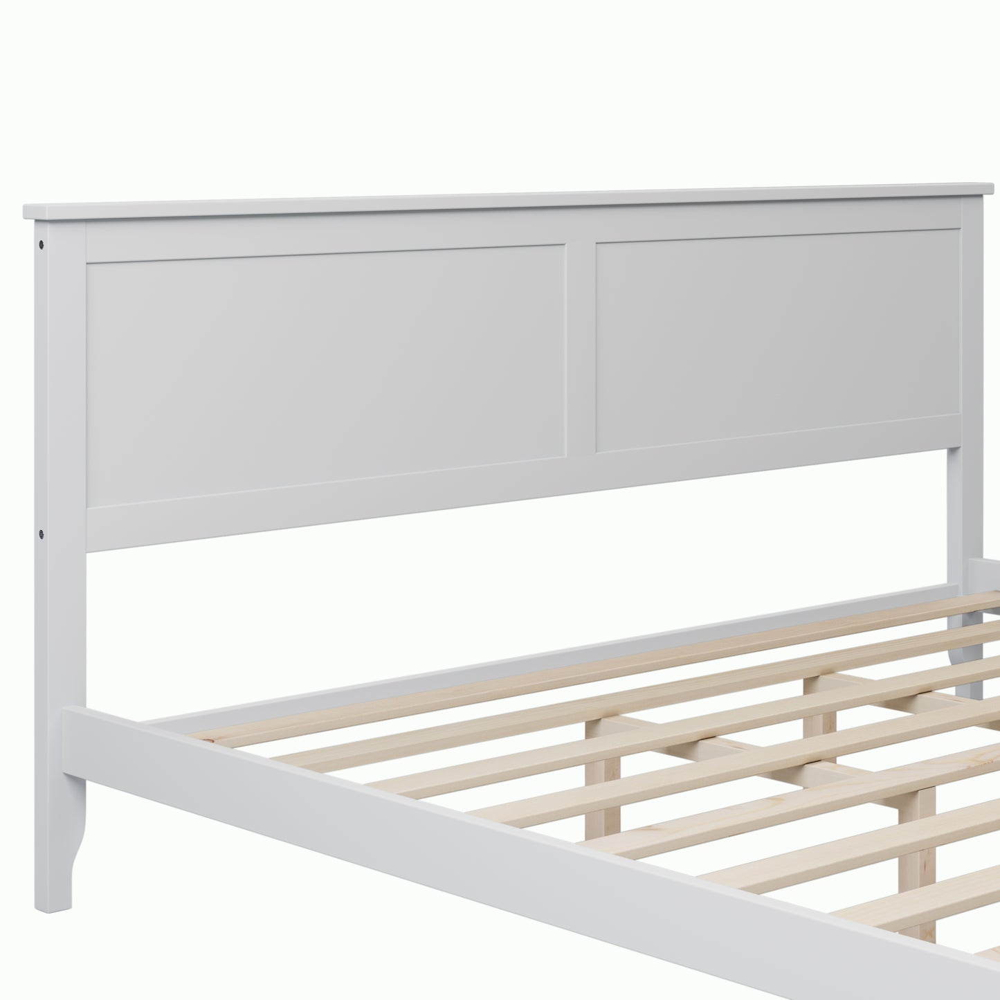 iRerts King Size Bed Frame with Headboard, Wood King Platform Bed Frame for Adults Teens Kids Bedroom, Modern Platform Bed Frame King Size with Slats Support, No Box Spring Needed, White