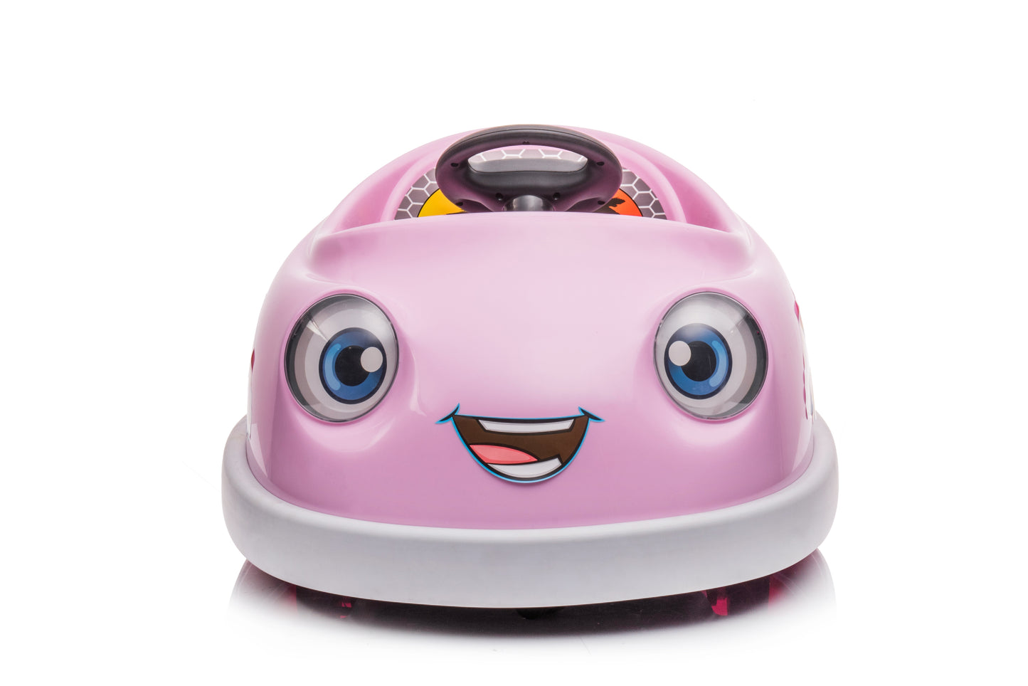 iRerts Kids Bumper Car with Remote Control, 12V Bumper Car for Toddlers Ages 1-6 Years with Rocking Horse Mode, Push Rod, Dinner Plate, USB Bluetooth Music, Ride on Toys Car for Boys Girls Gifts, Pink