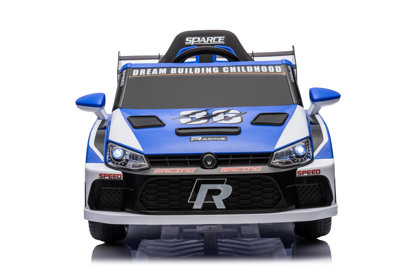 iRerts Blue 12V Powered Ride on Cars with Remote Control, 4 Wheeler Electric Car Vehicle for Kids Boys Girls 3-6 Years Old, Kids Ride on Toy with Swaying, Bluetooth, Music, USB/AUX Port, LED Light