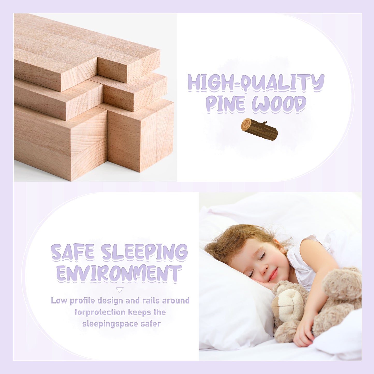 iRerts Full Floor Bed Frame for Toddlers Kids, Wood Full Montessori Bed Frame with Slats, Fence, Door, Kids Montessori Bed Full Size, Full Toddler Bed Frame for Boys Girls, White